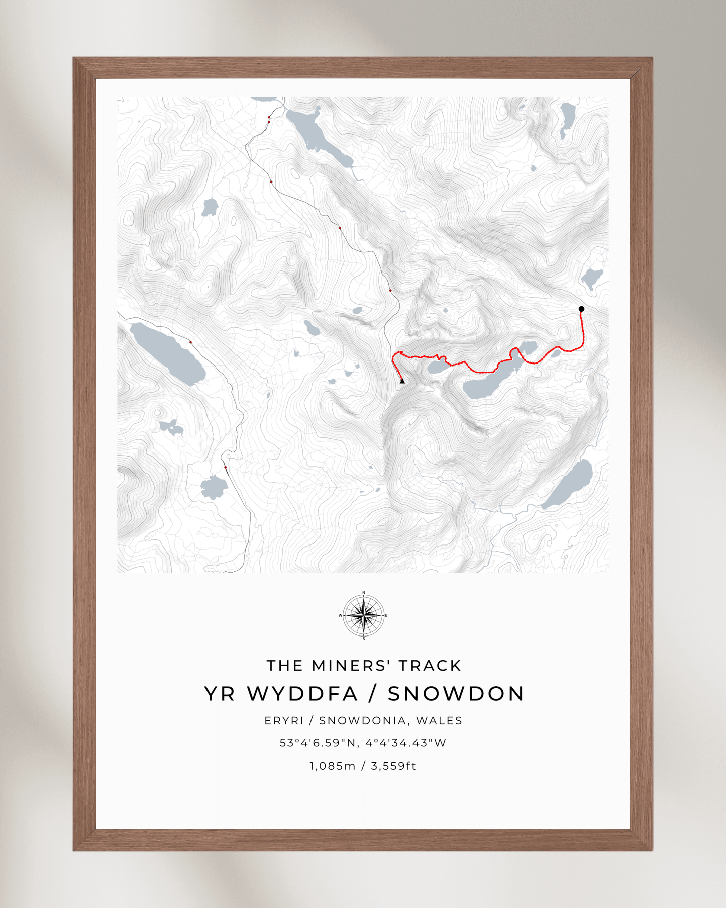 Snowdon - Miners' Track Contour Map Poster