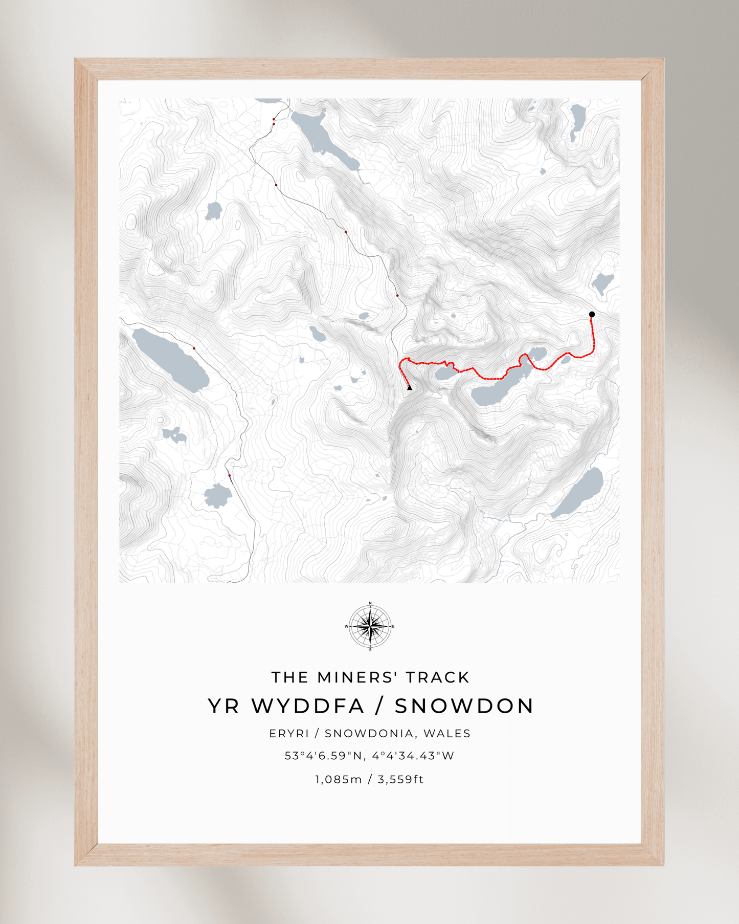 Snowdon - Miners' Track Contour Map Poster