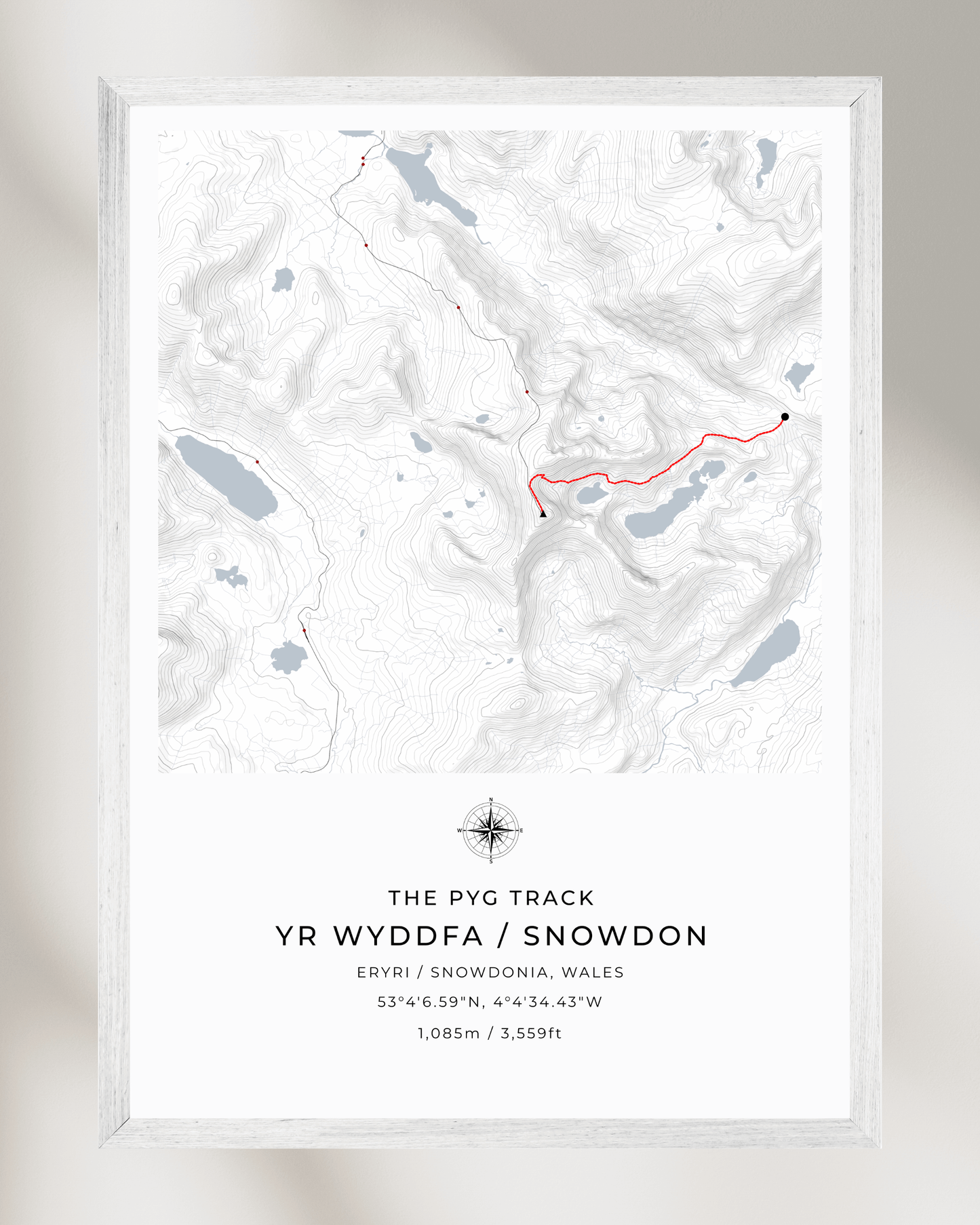 Snowdon - Pyg Track Contour Map Poster