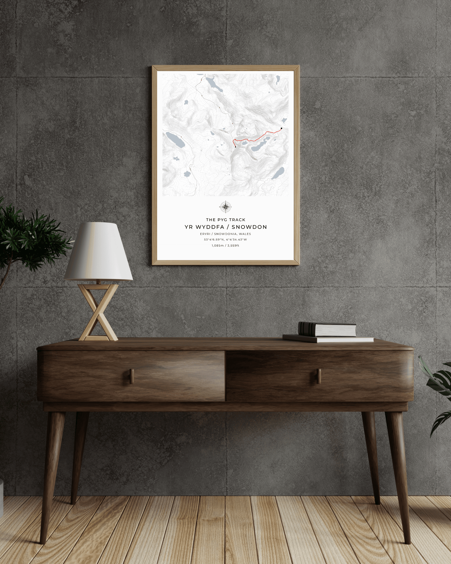 Snowdon - Pyg Track Contour Map Poster