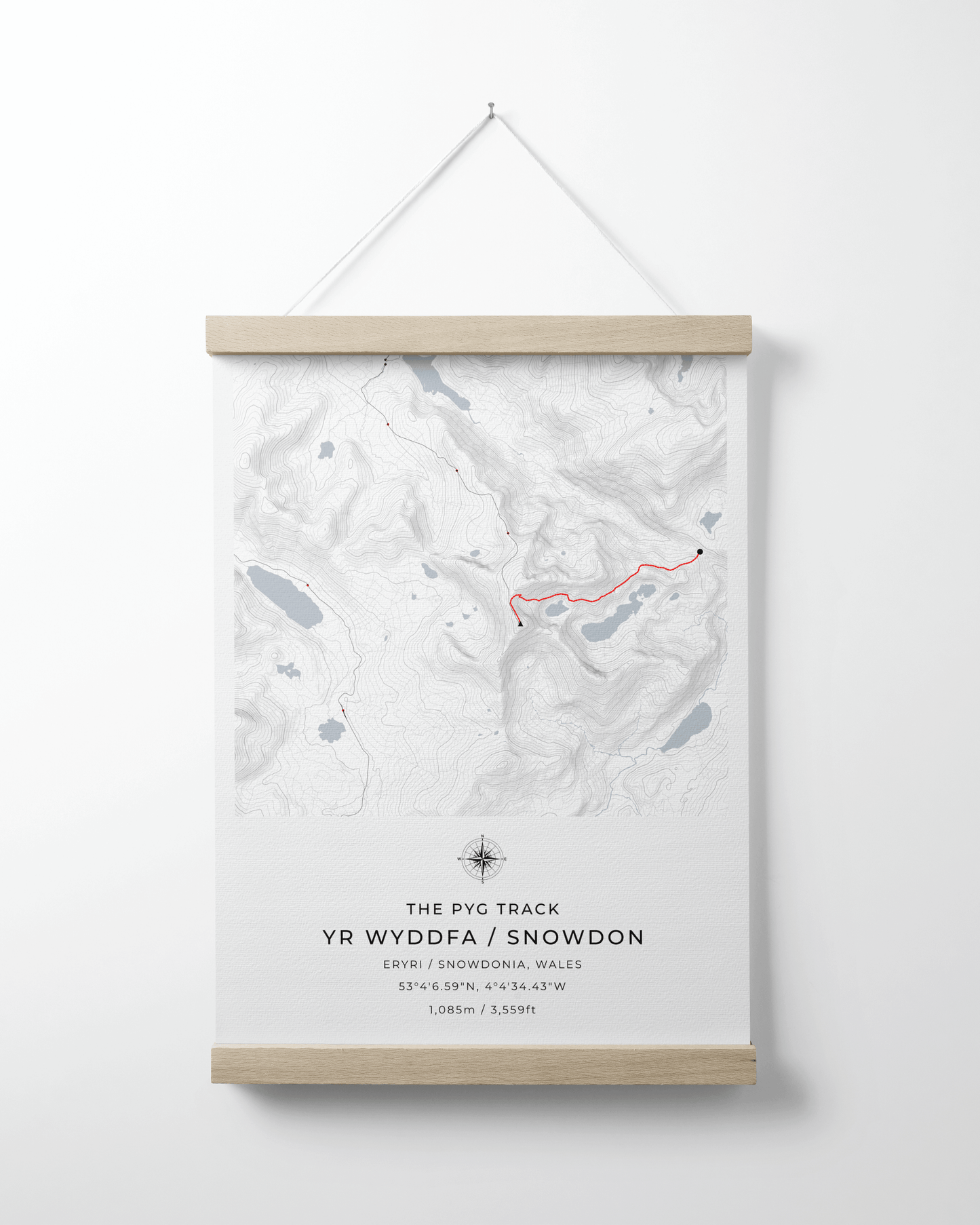 Snowdon - Pyg Track Contour Map Poster
