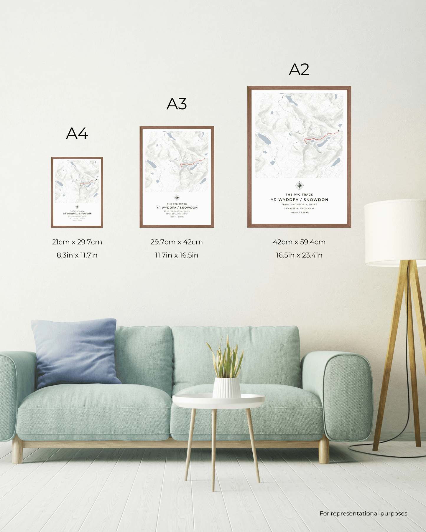 Snowdon - Pyg Track Contour Map Poster