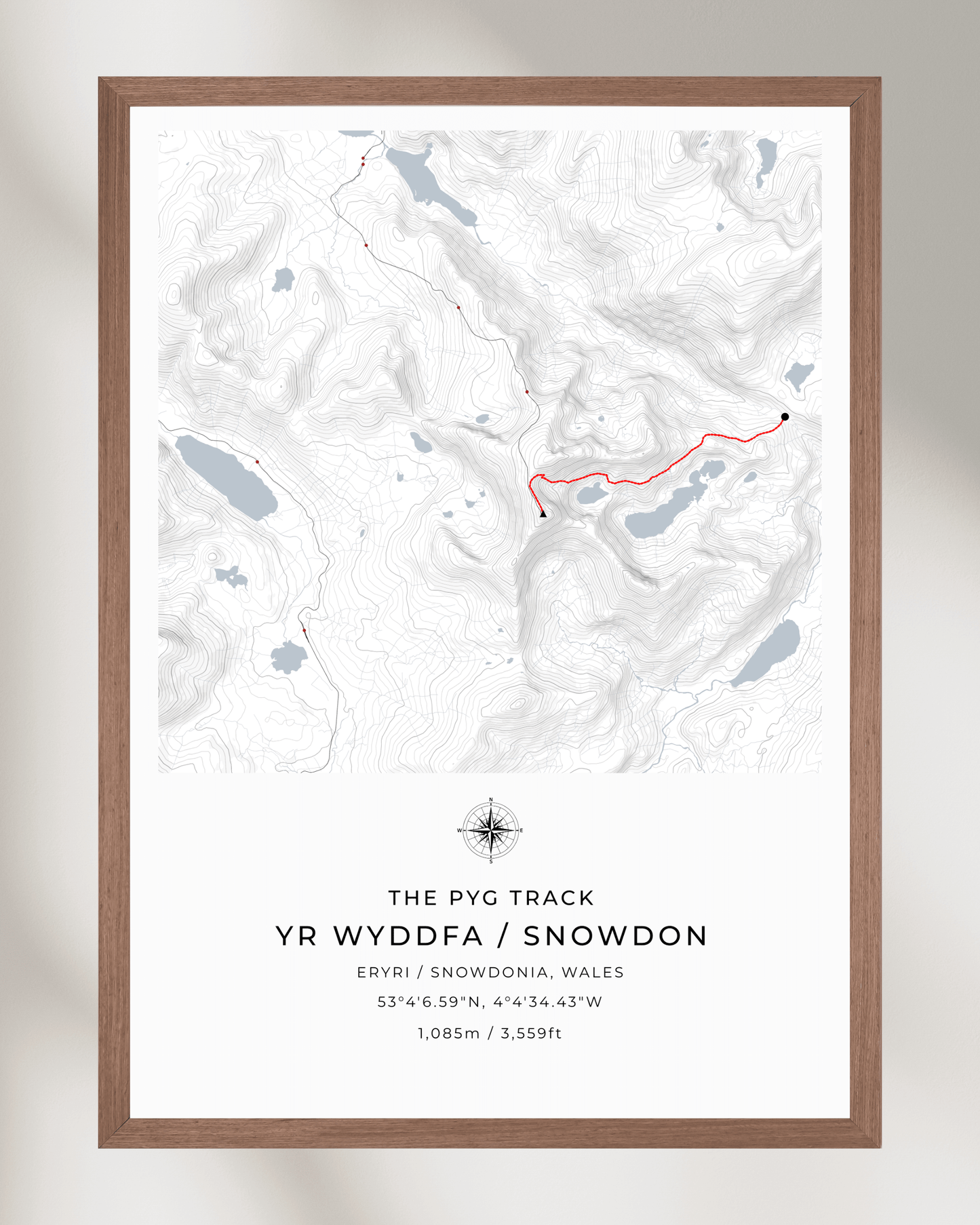 Snowdon - Pyg Track Contour Map Poster