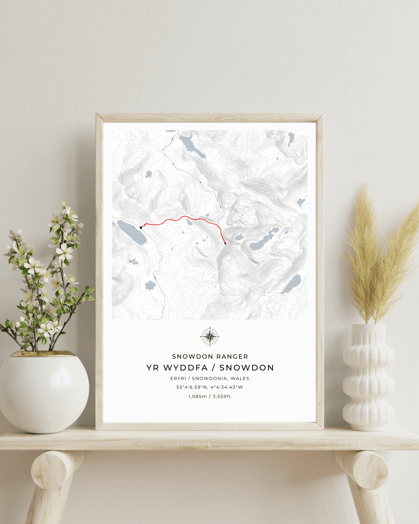 Snowdon Ranger Path Contour Map Poster