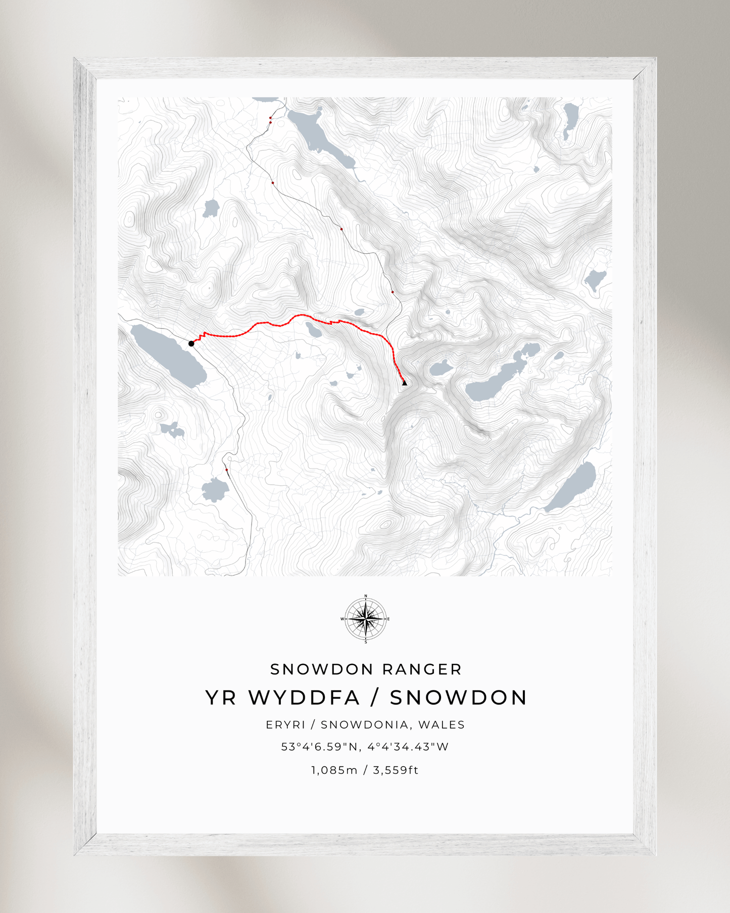 Snowdon Ranger Path Contour Map Poster