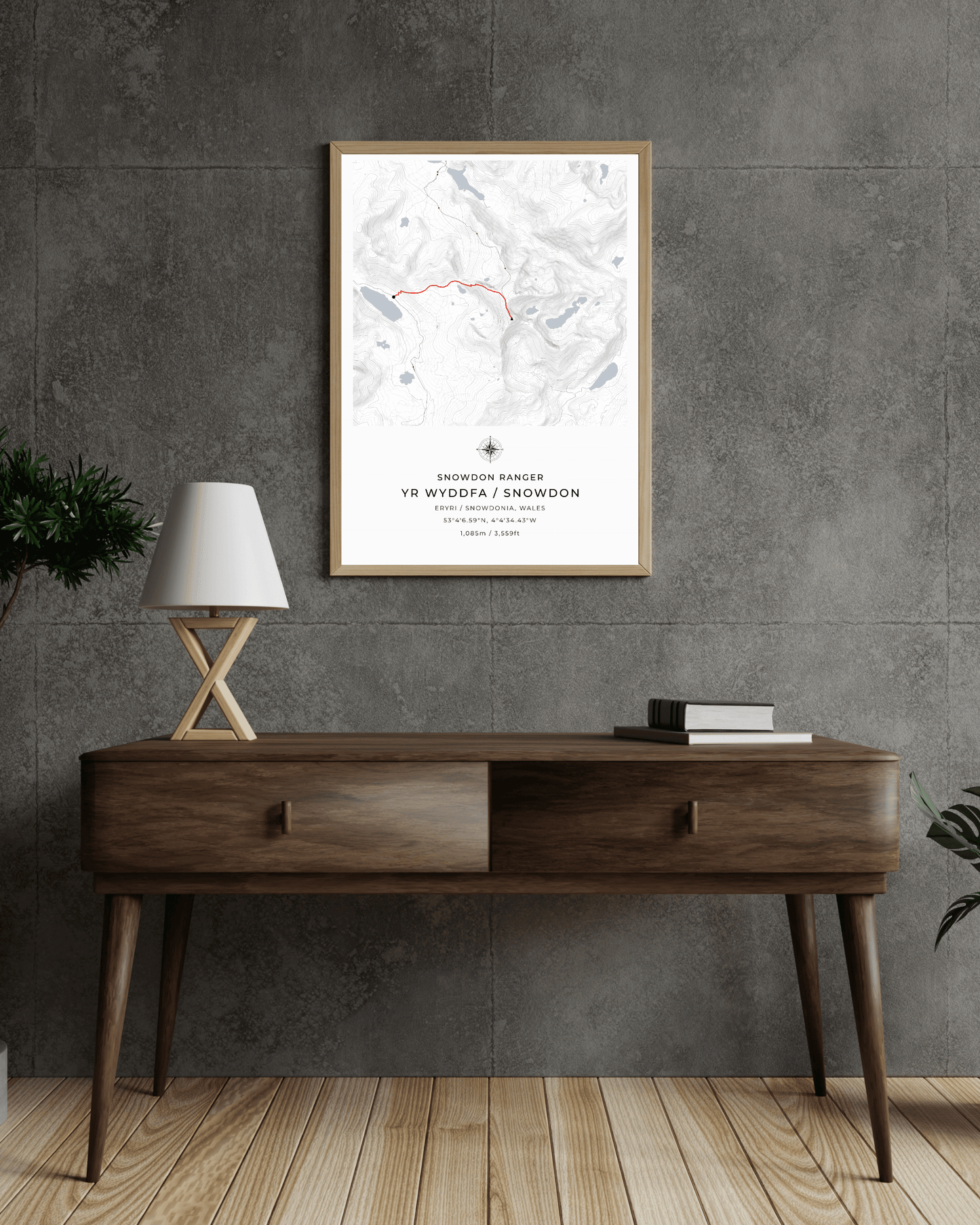 Snowdon Ranger Path Contour Map Poster