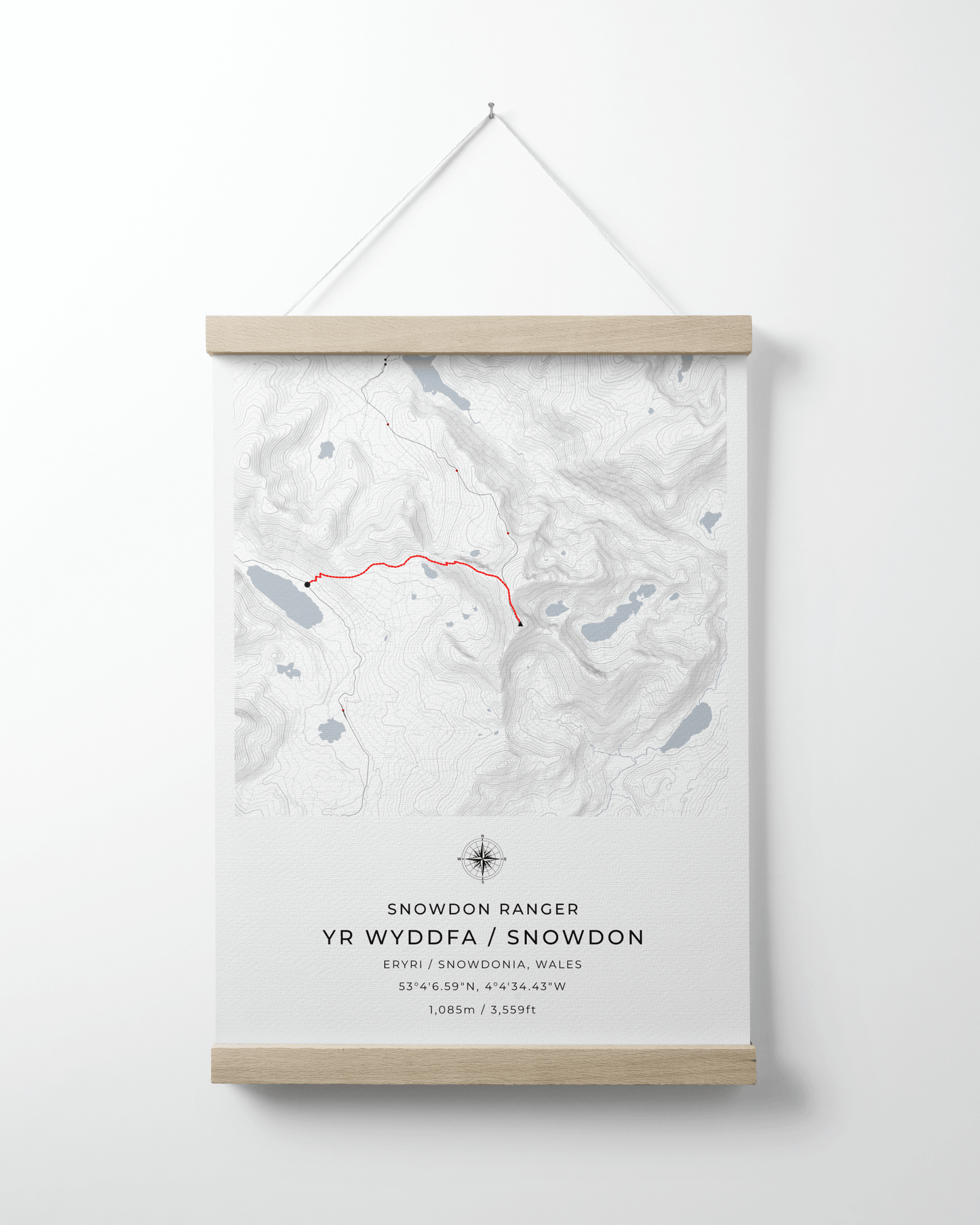 Snowdon Ranger Path Contour Map Poster