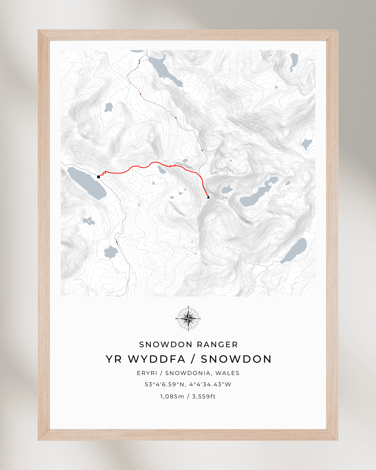 Snowdon Ranger Path Contour Map Poster