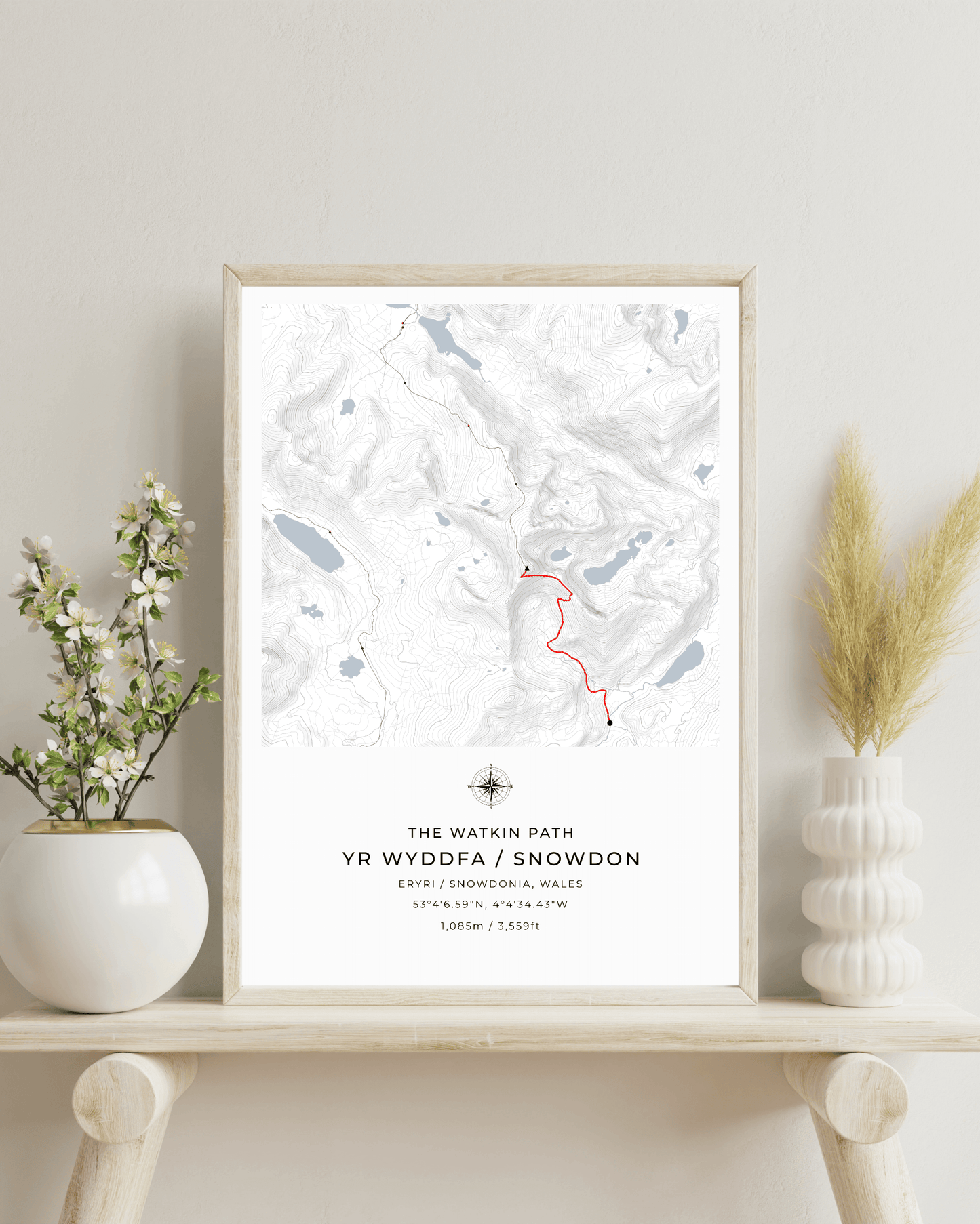 Snowdon - Watkin Path Contour Map Poster