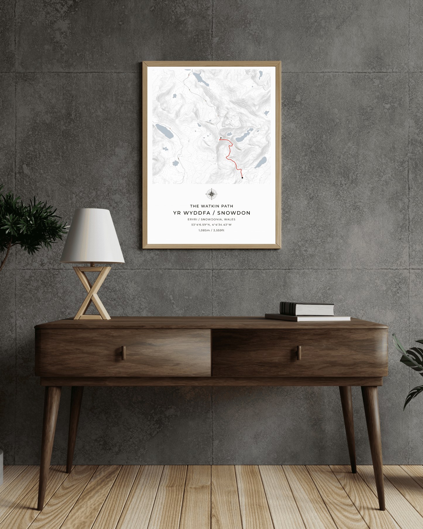Snowdon - Watkin Path Contour Map Poster