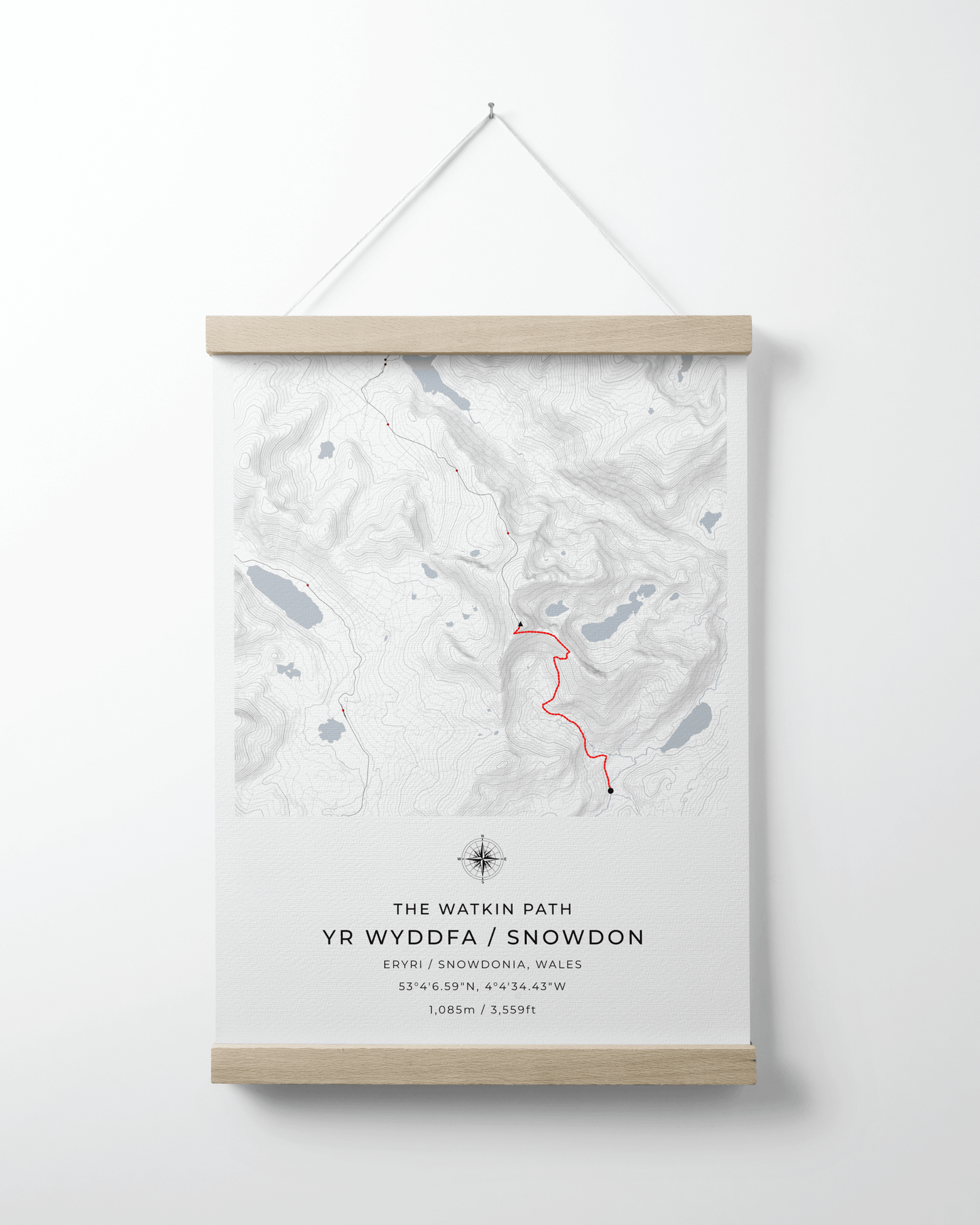 Snowdon - Watkin Path Contour Map Poster
