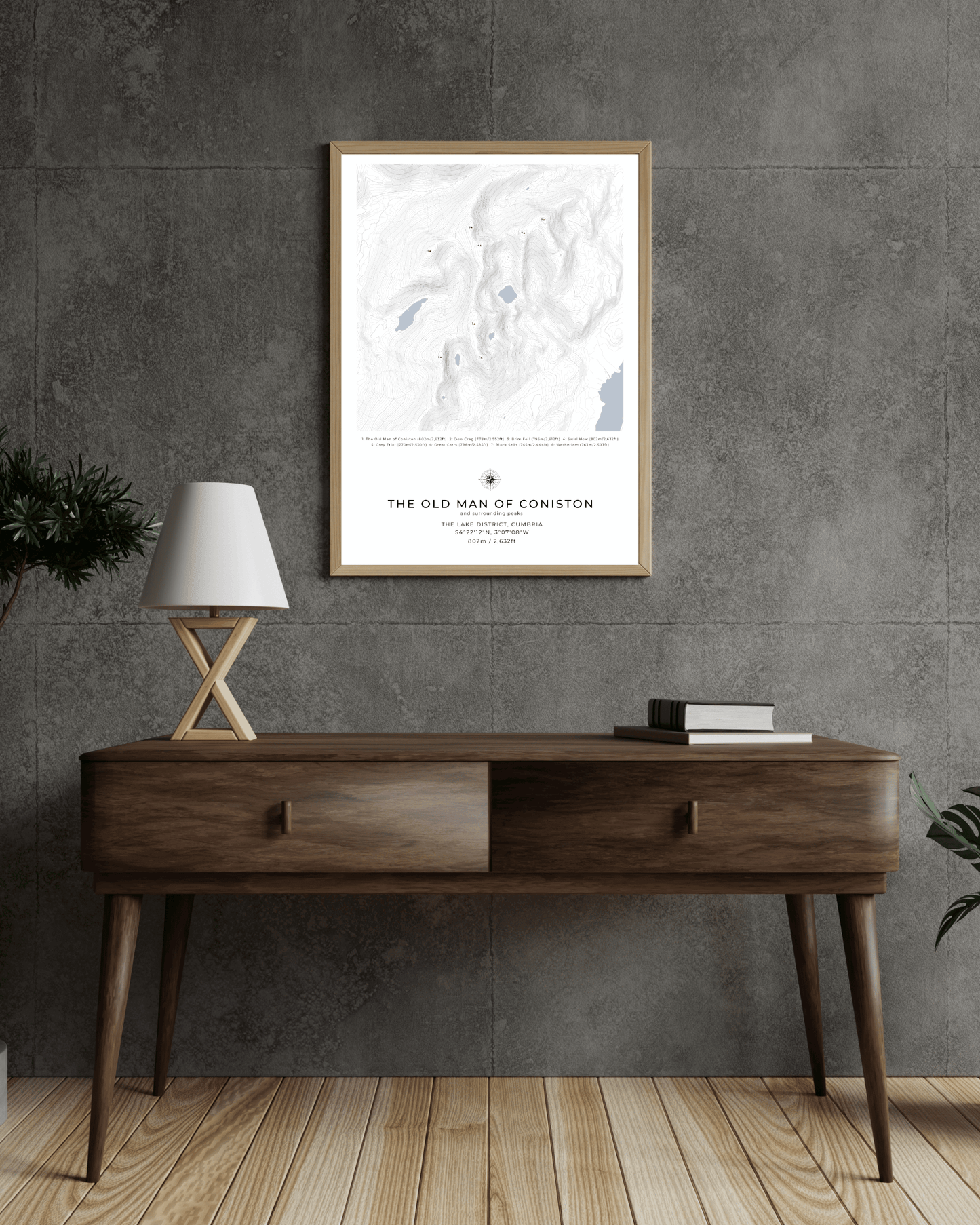 The Old Man of Coniston & Surrounding peaks - Contour Map