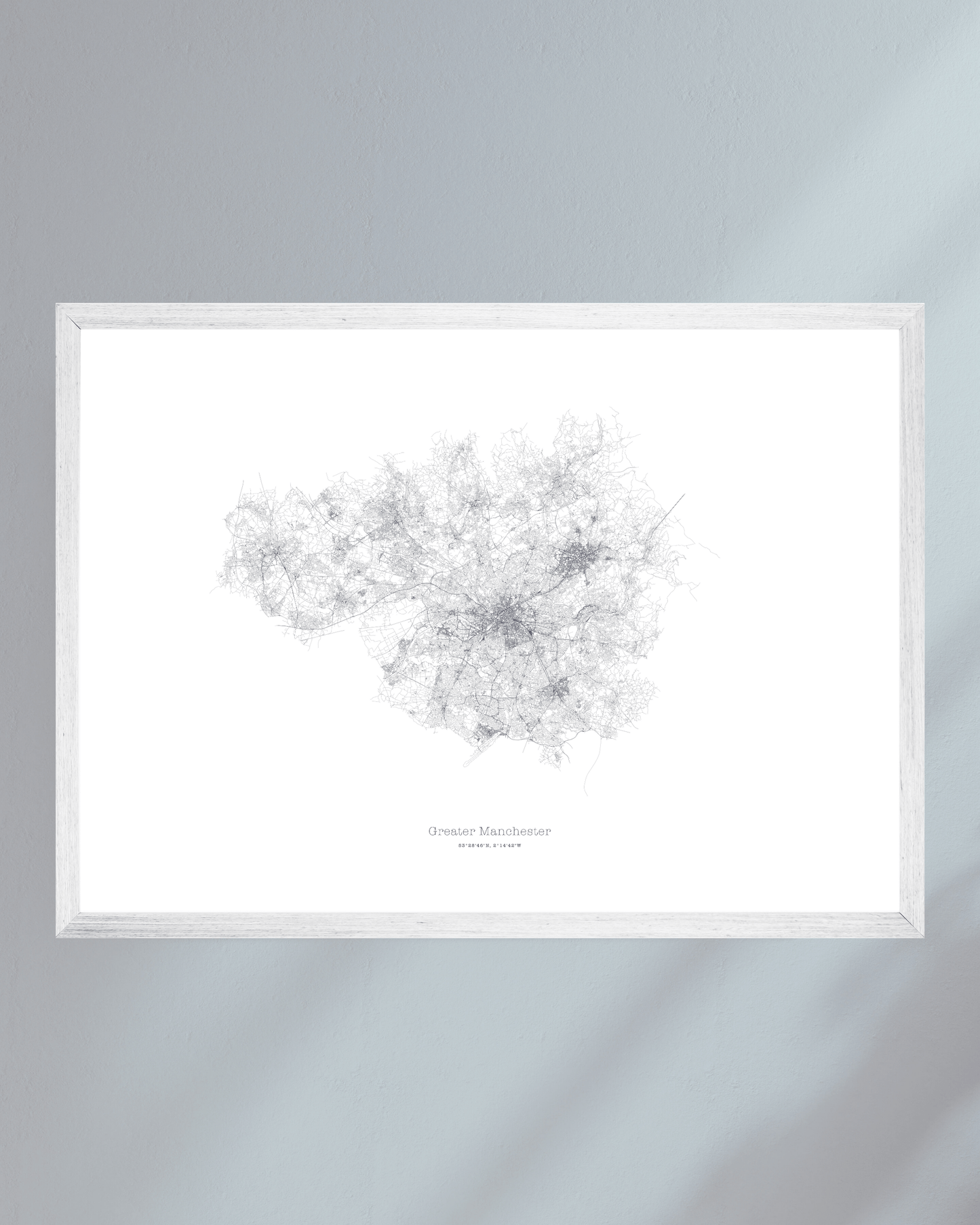 Greater Manchester - City Map - Minimalist Fine Art Print - White