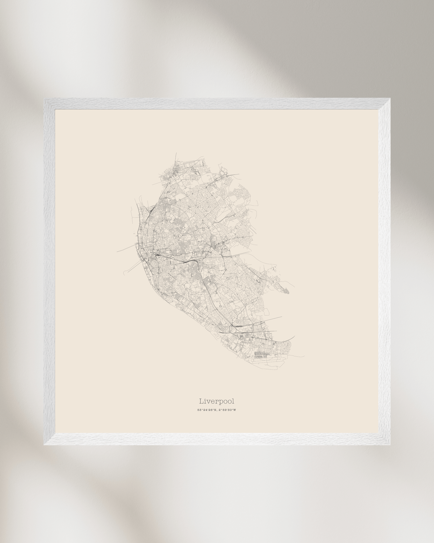 Liverpool - Minimalist City Map - Fine Art Print - Taupe