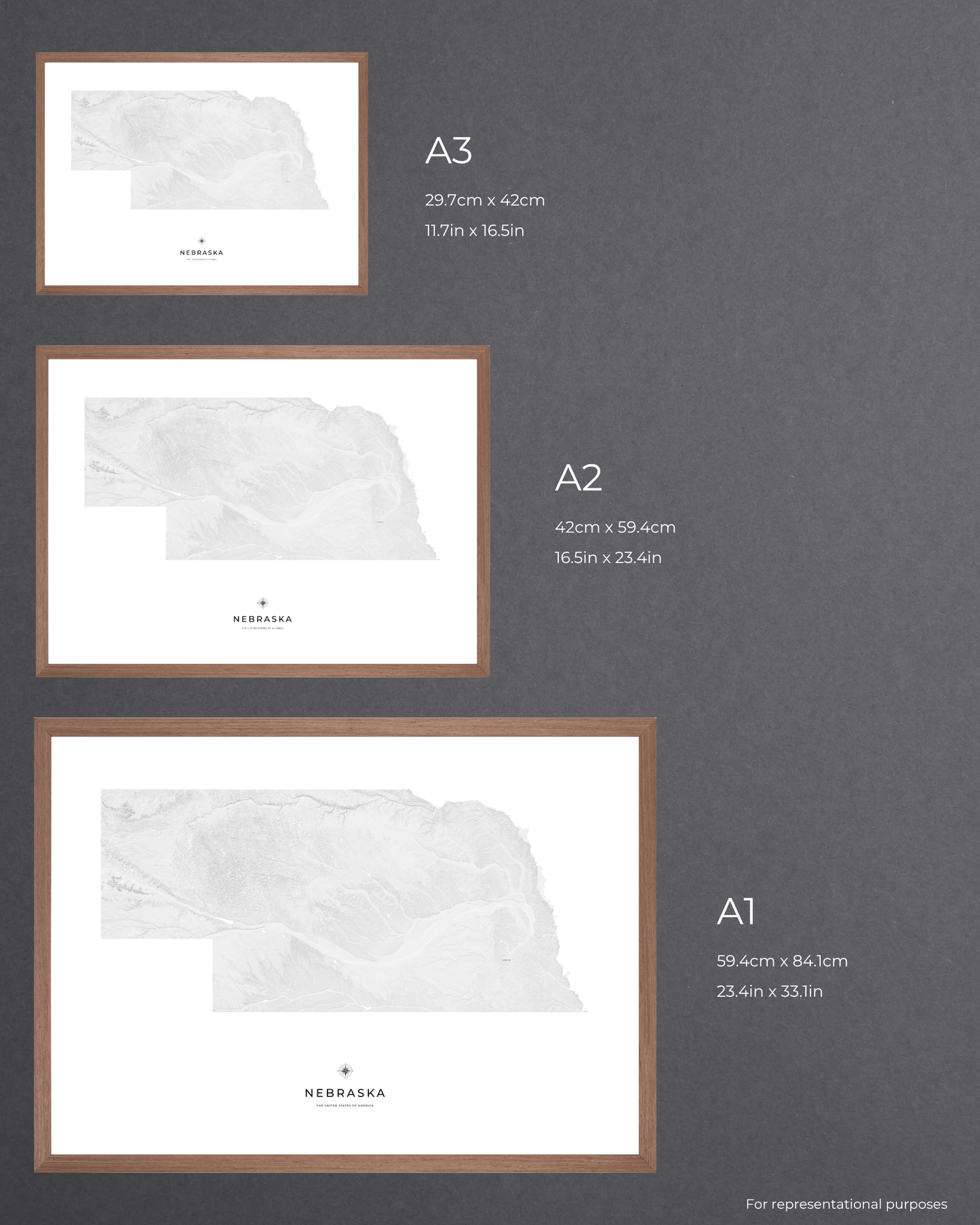 Nebraska - Fine Art Topographical Map Print