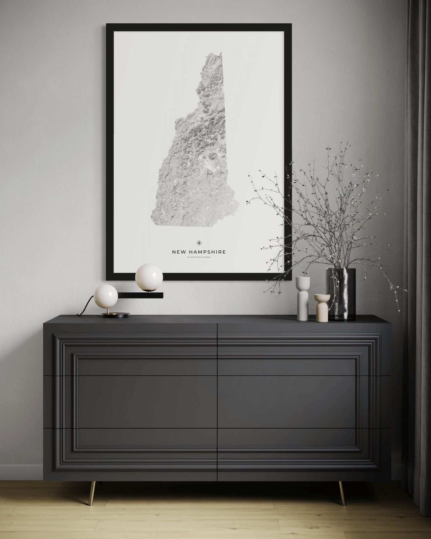 New Hampshire - Fine Art Topographical Map Print