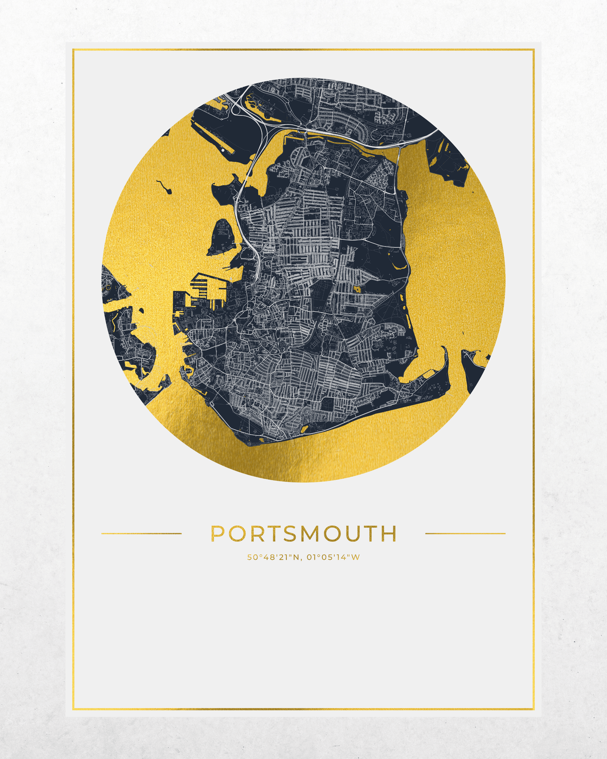 Portsmouth - Gold Fine Art Map Print