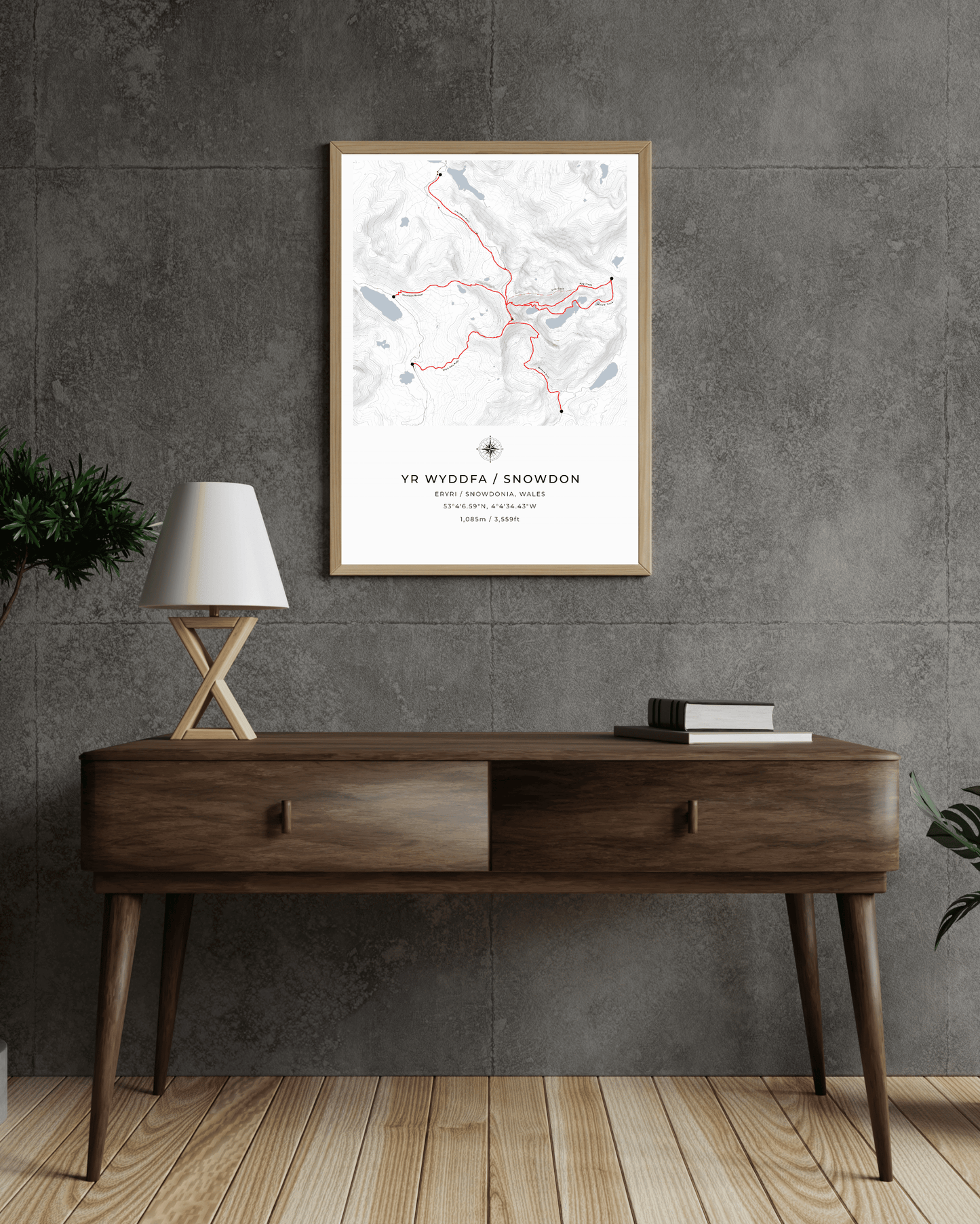 Yr Wyddfa / Snowdon Route Map print poster