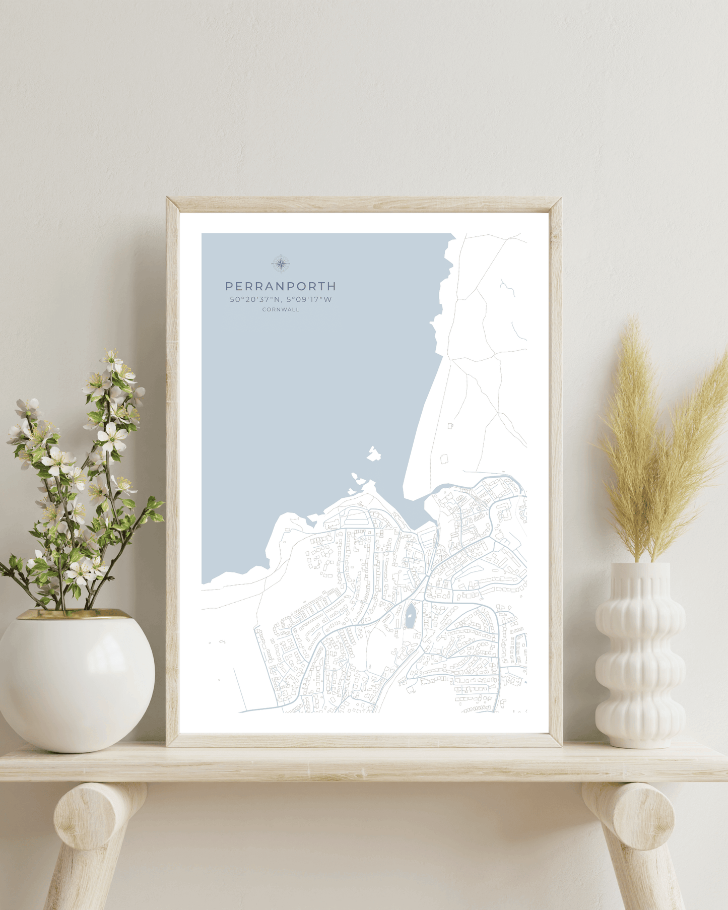 Coastal Map of Perranporth - Seaspray White