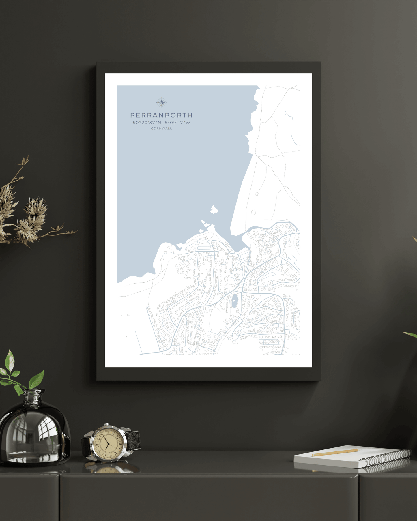 Coastal Map of Perranporth - Seaspray White