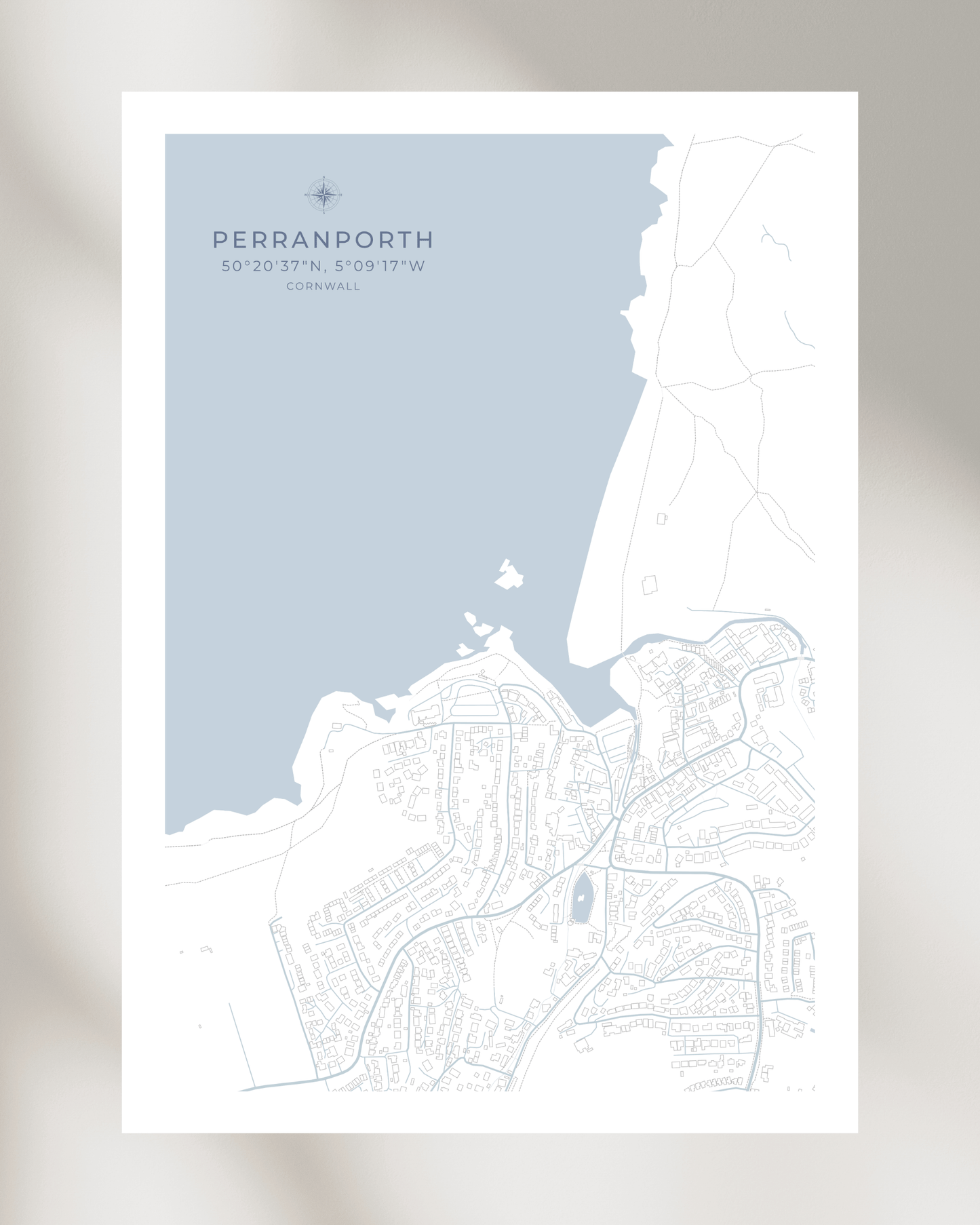 Coastal Map of Perranporth - Seaspray White
