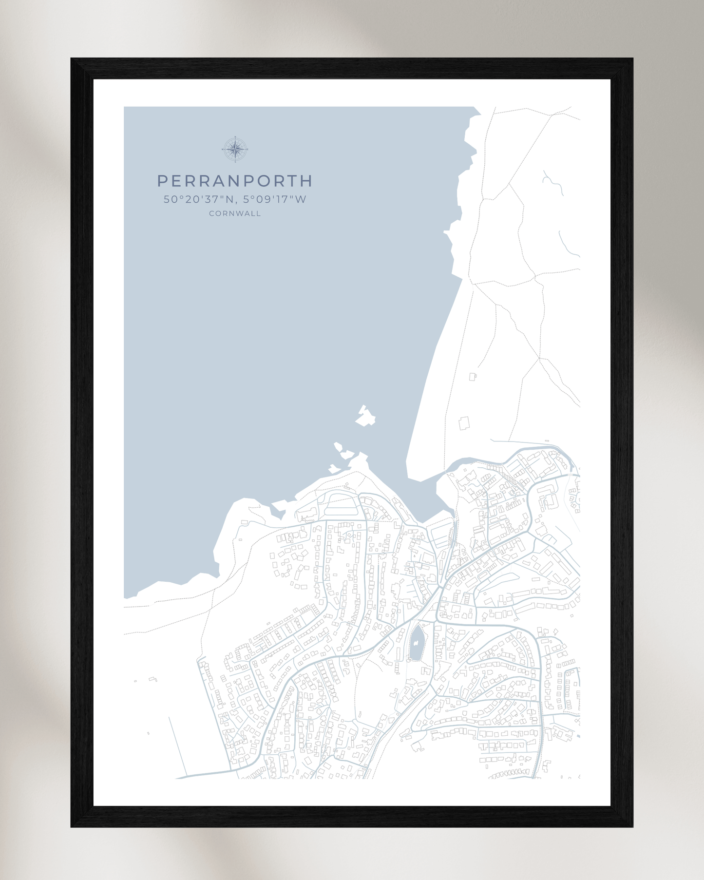 Coastal Map of Perranporth - Seaspray White