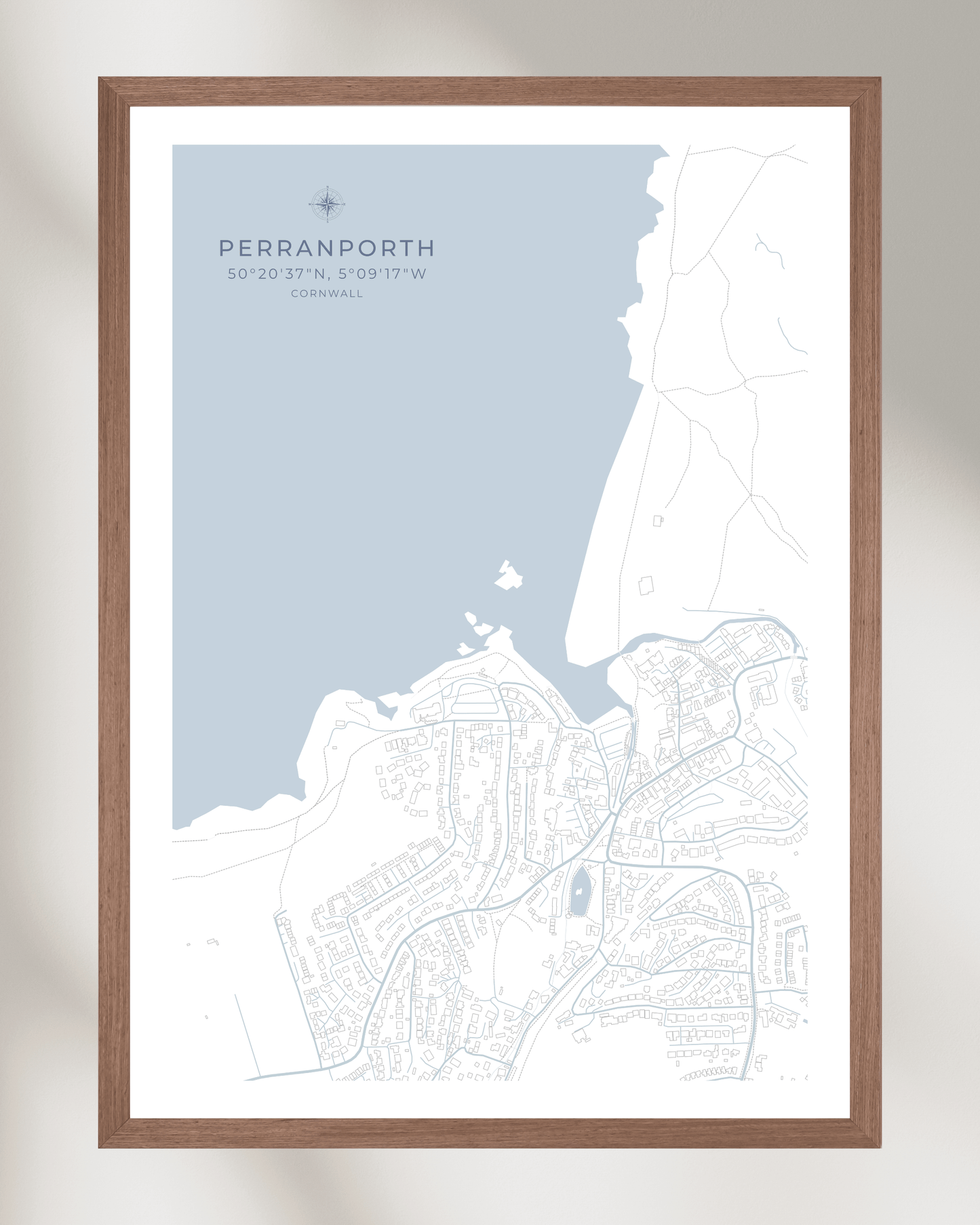 Coastal Map of Perranporth - Seaspray White