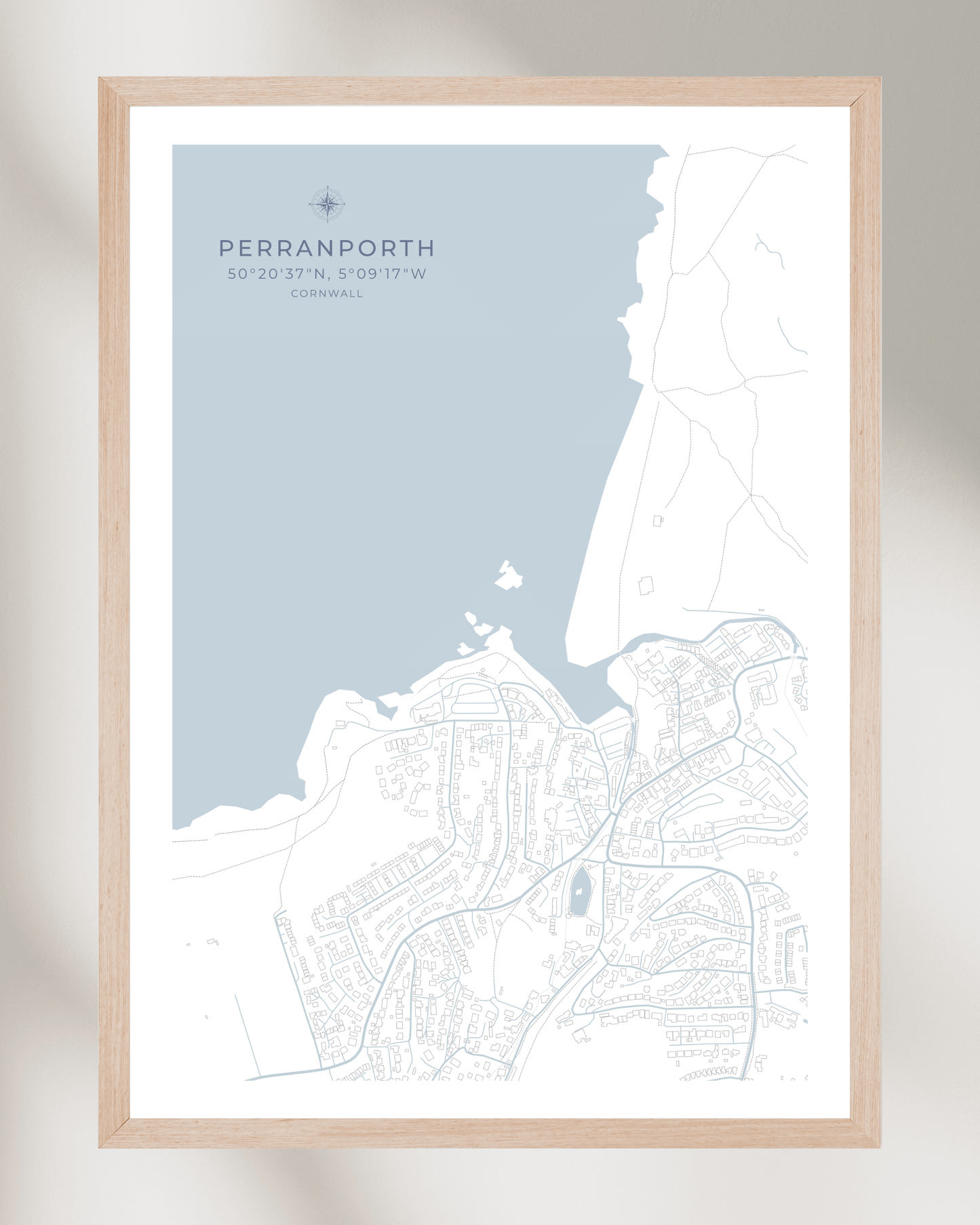 Coastal Map of Perranporth - Seaspray White
