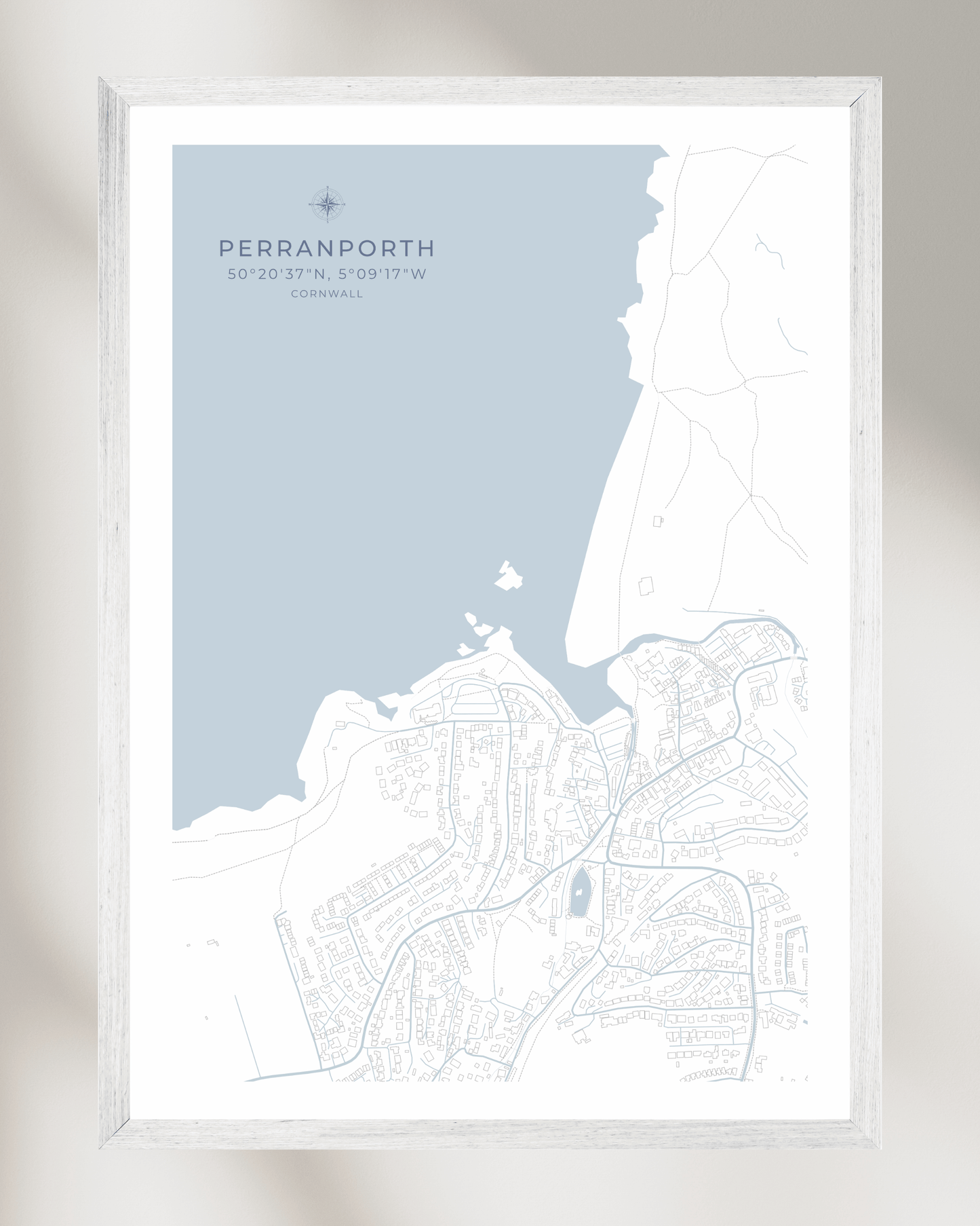 Coastal Map of Perranporth - Seaspray White