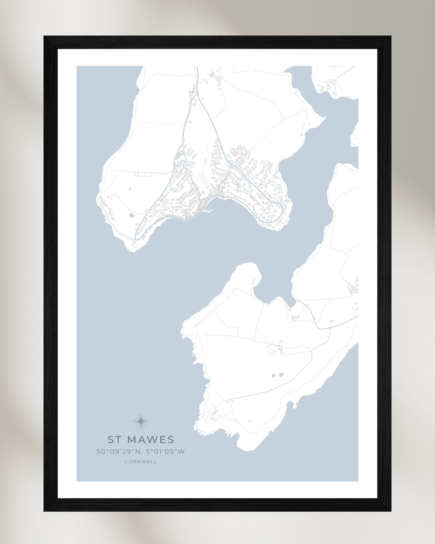 Coastal Map of St Mawes - Seaspray White