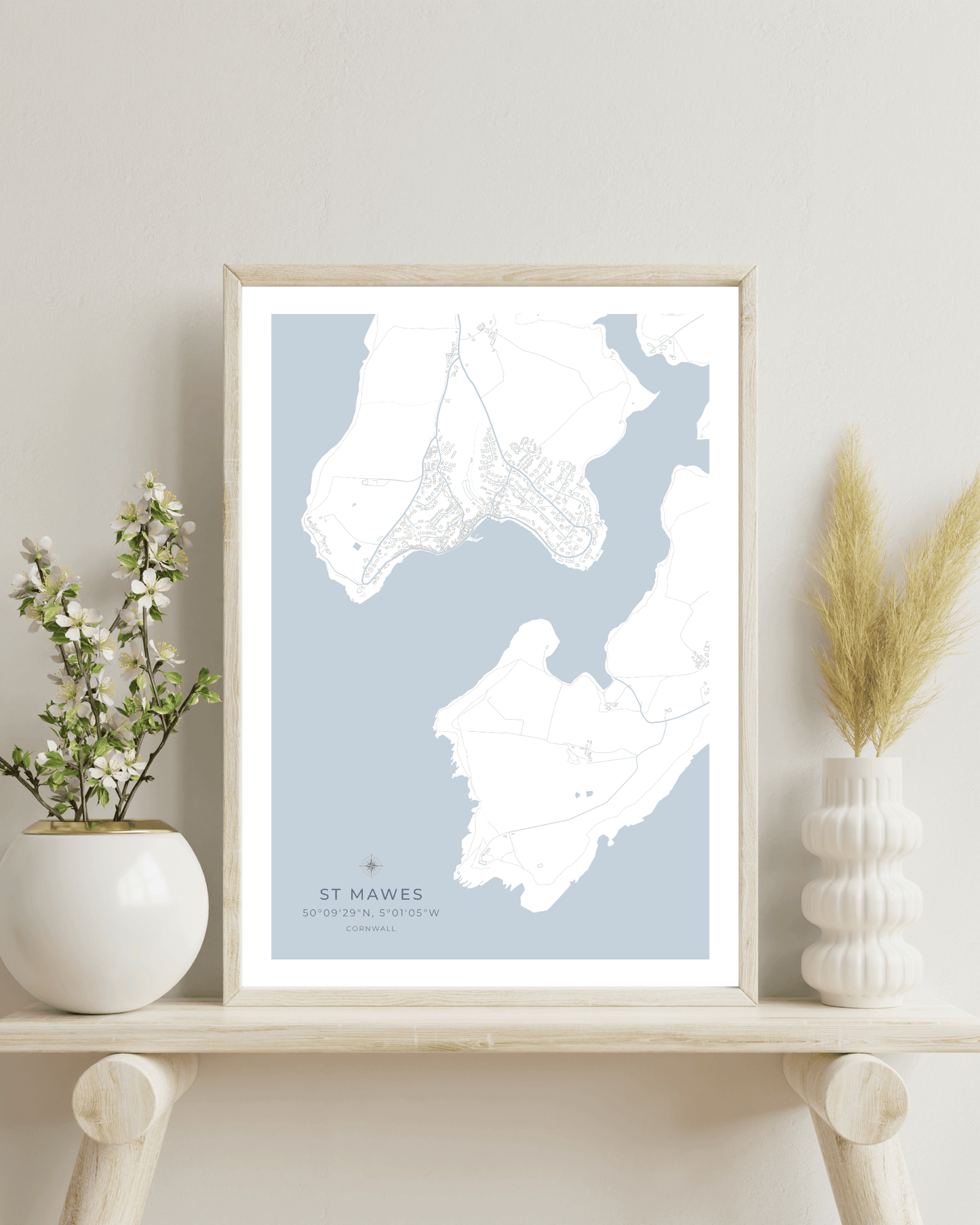 Coastal Map of St Mawes - Seaspray White