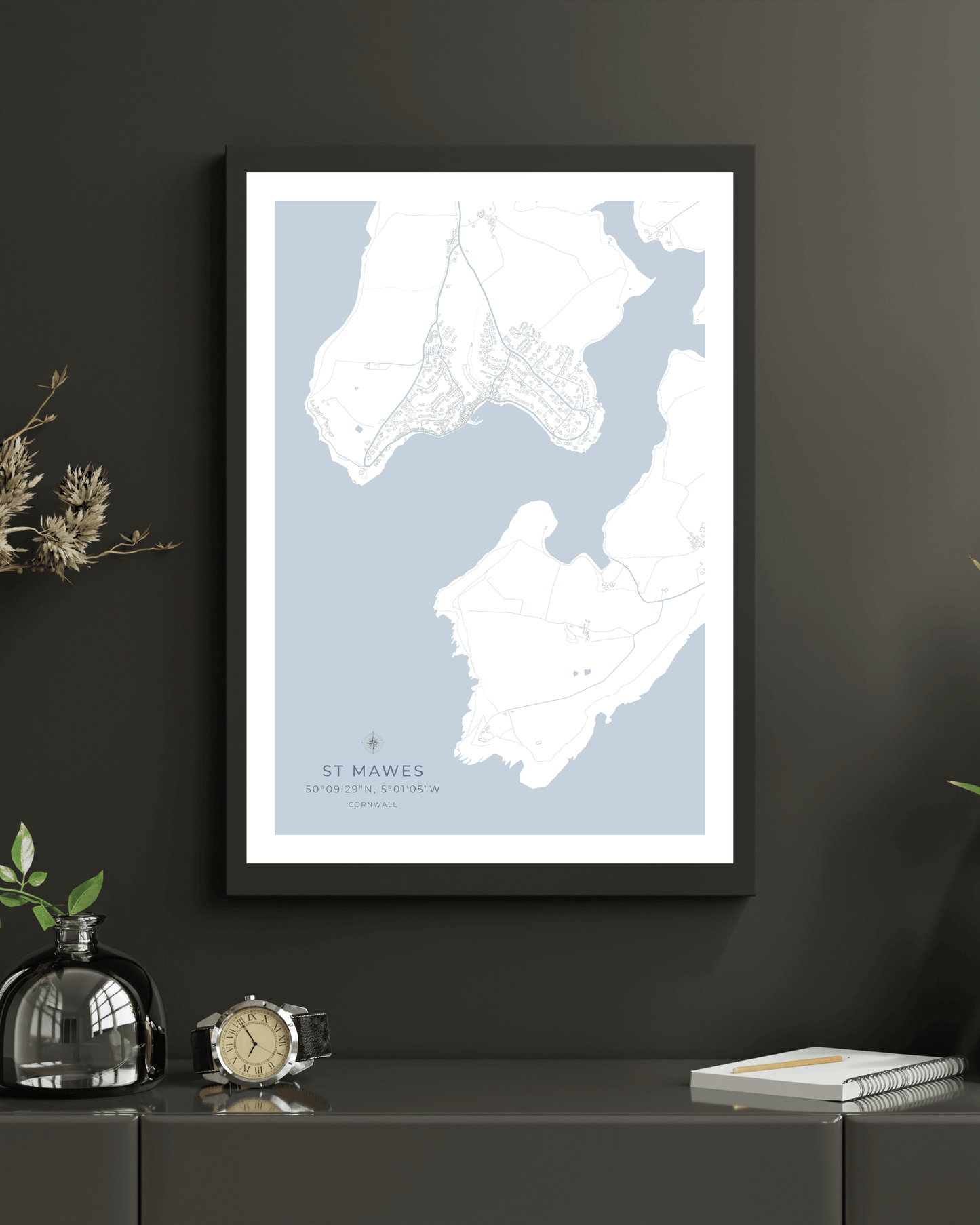 Coastal Map of St Mawes - Seaspray White