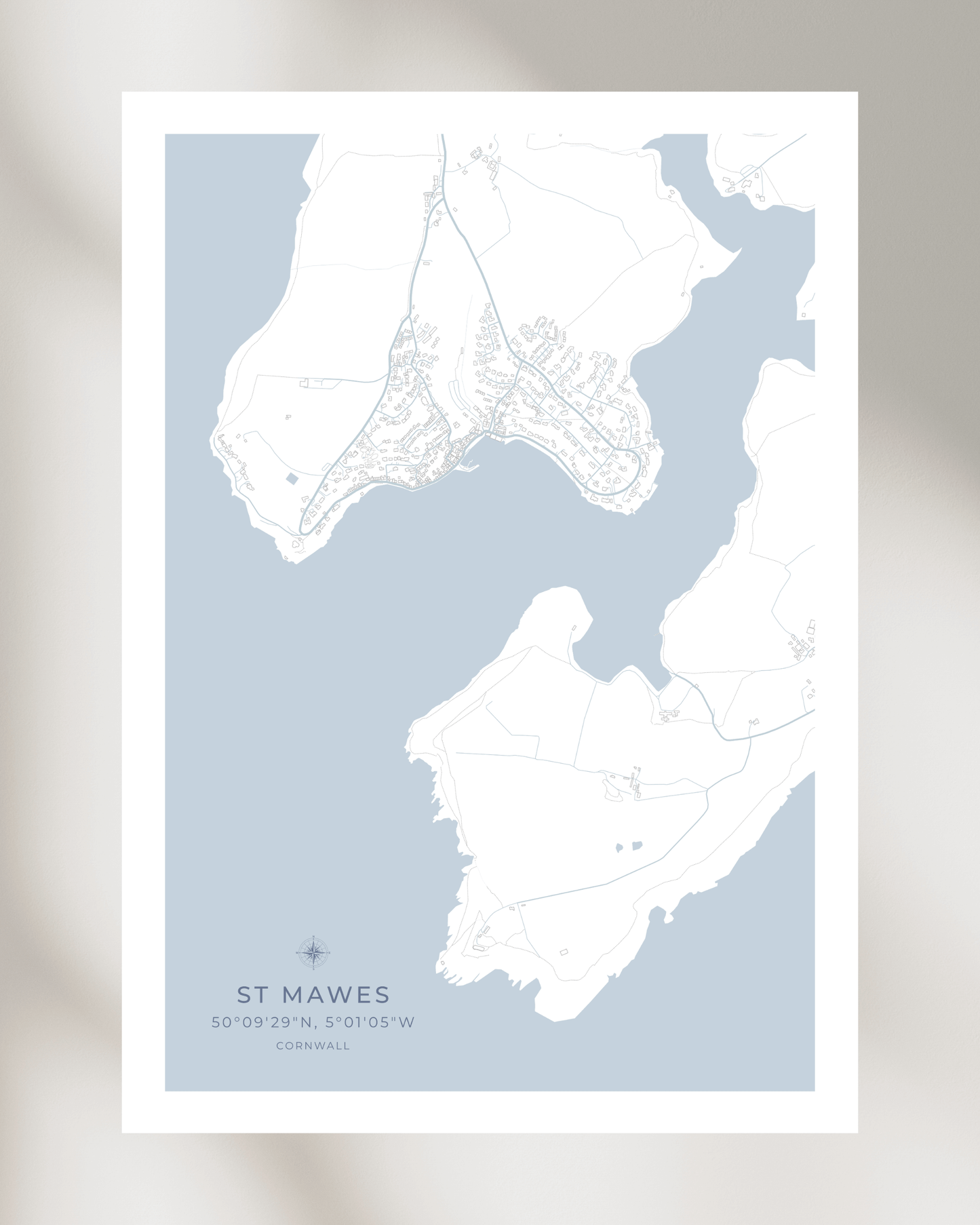 Coastal Map of St Mawes - Seaspray White