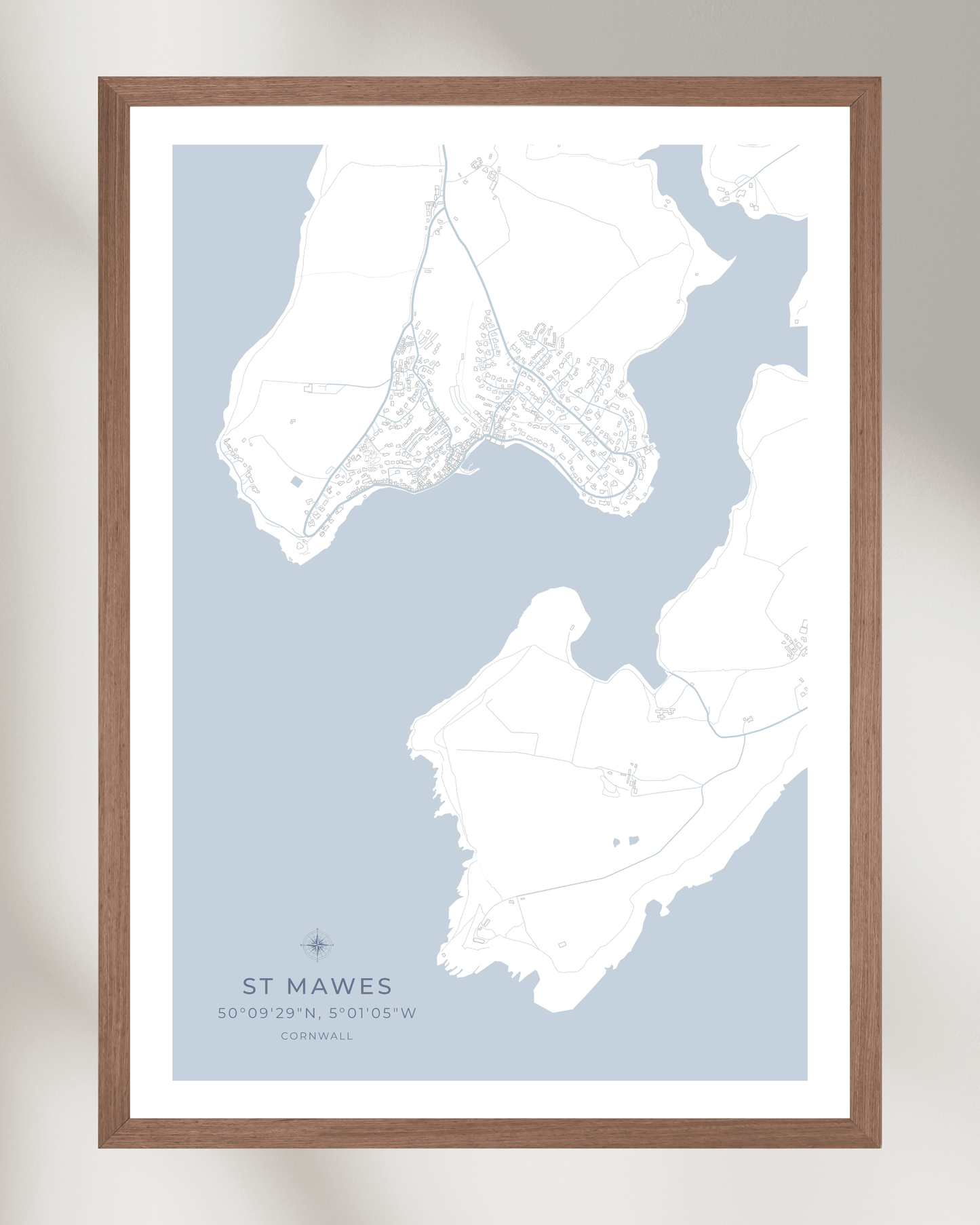 Coastal Map of St Mawes - Seaspray White