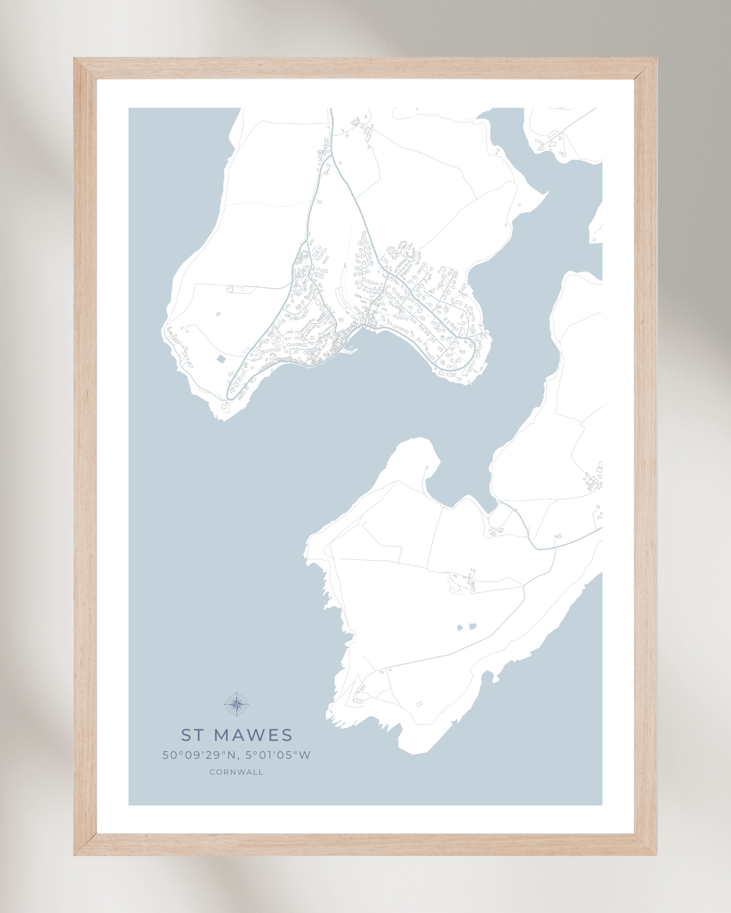 Coastal Map of St Mawes - Seaspray White