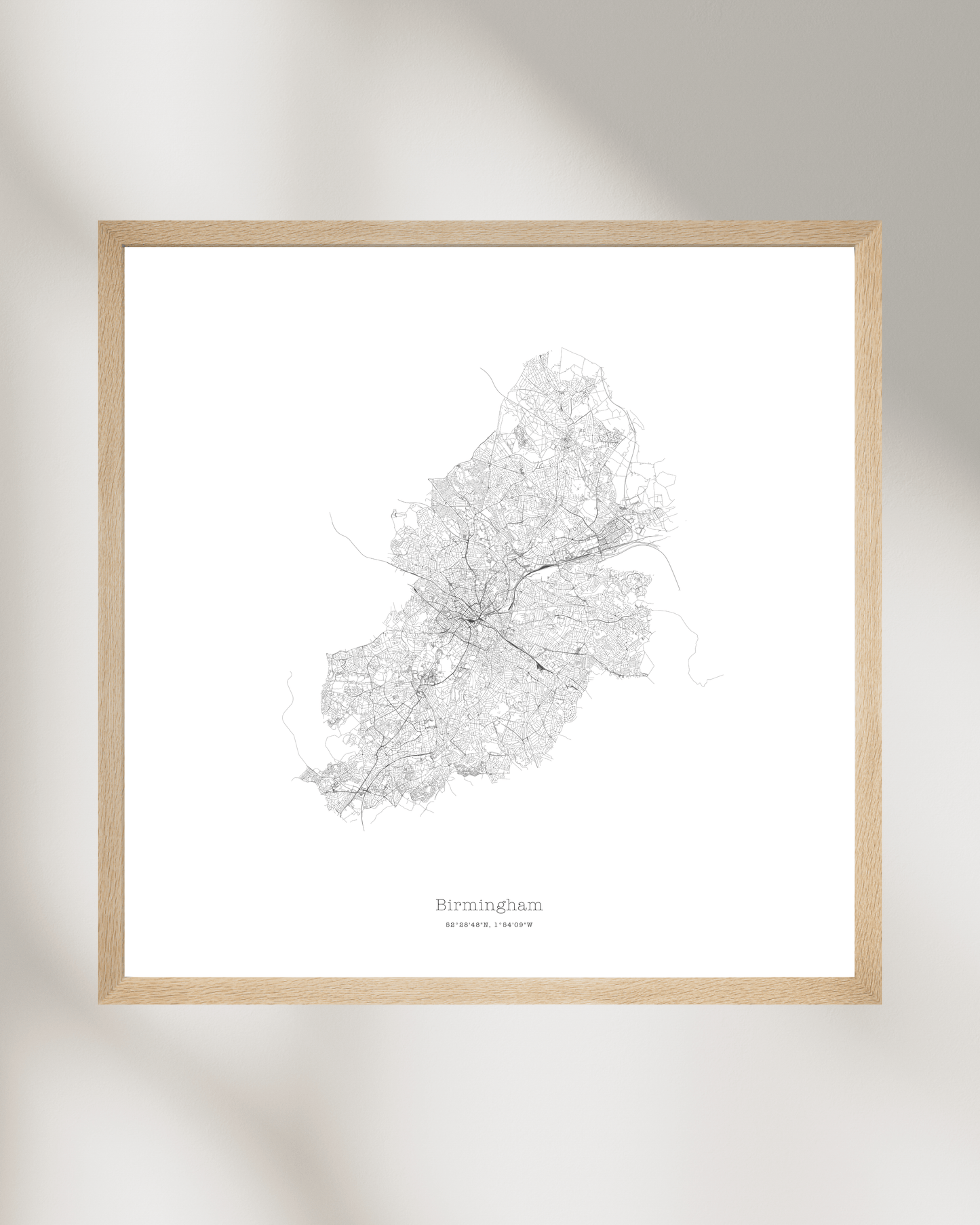 Birmingham - City Map - Minimalist Fine Art Print - White