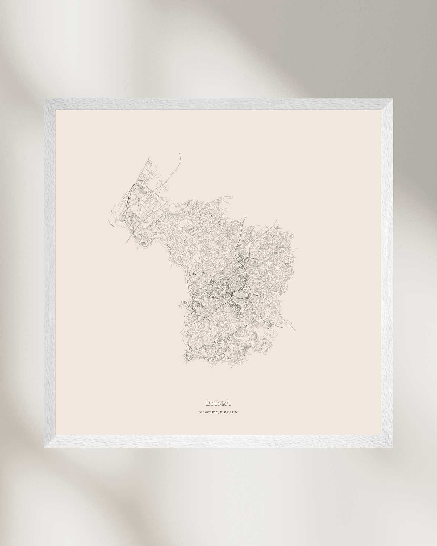 Bristol - City Map - Minimalist Fine Art Print - Taupe