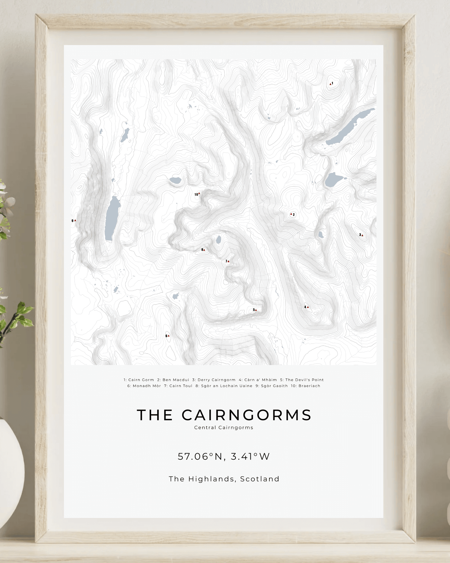 The Central Cairngorms - Contour Map Print