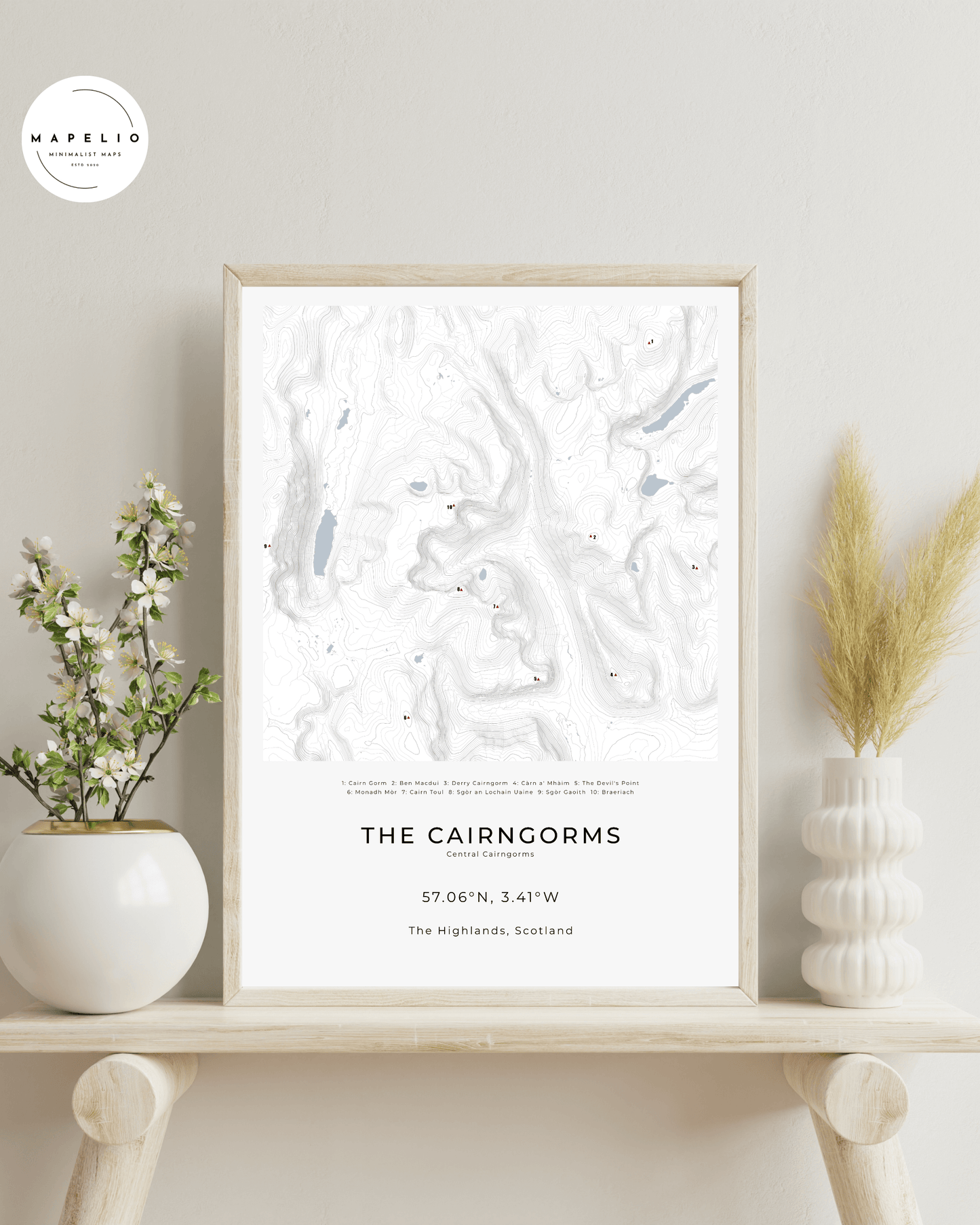 The Central Cairngorms - Contour Map Print