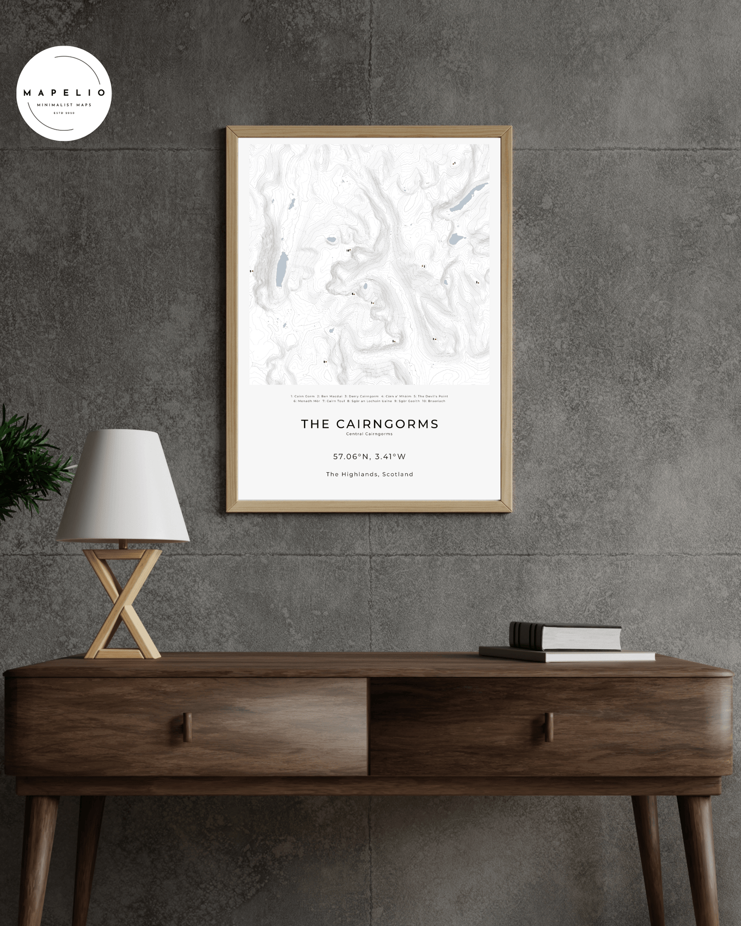 The Central Cairngorms - Contour Map Print