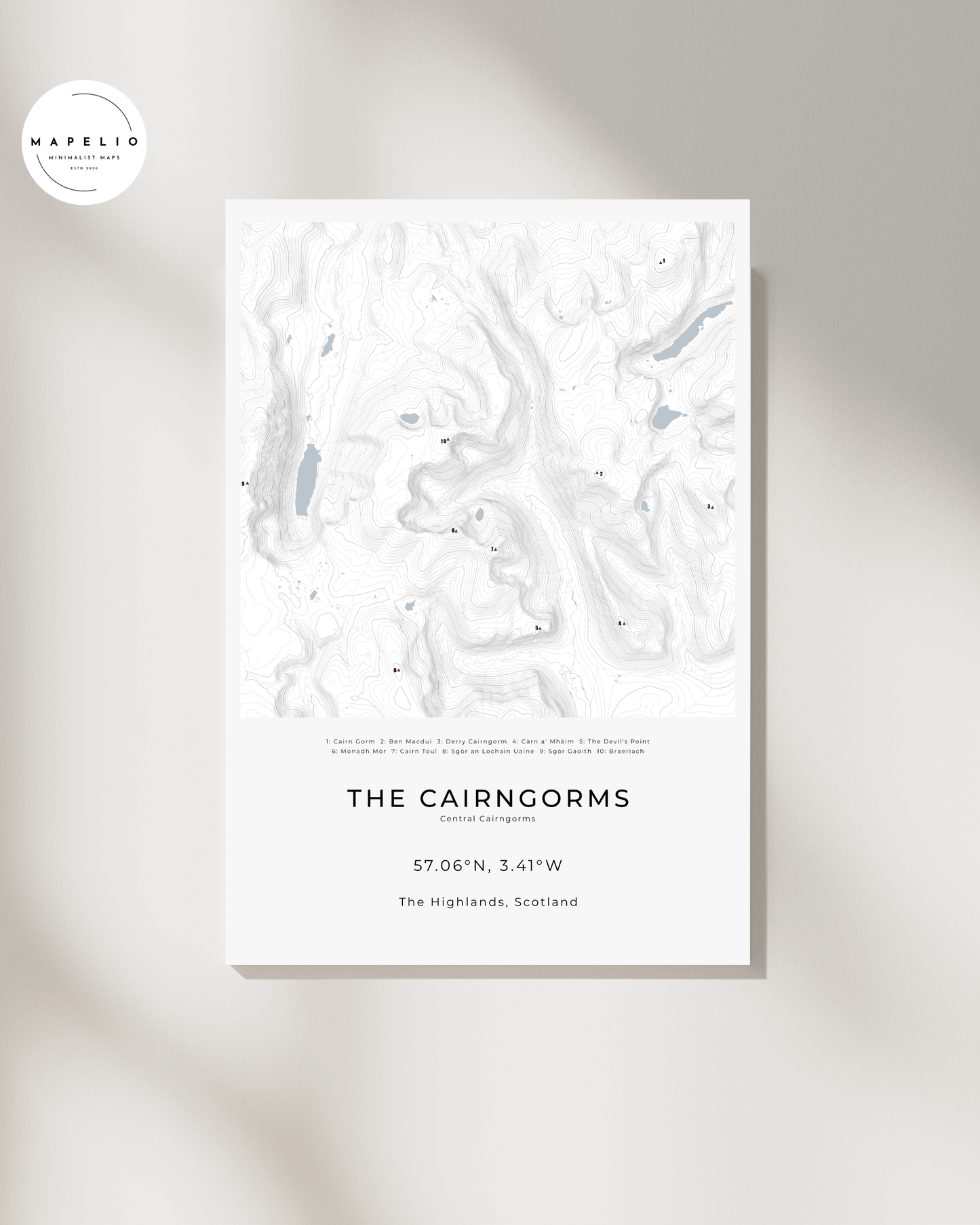 The Central Cairngorms - Contour Map Print