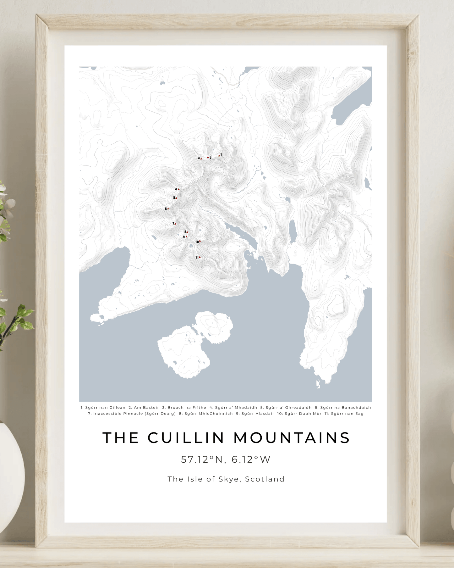 The Cuillin Mountains - Contour Map Print