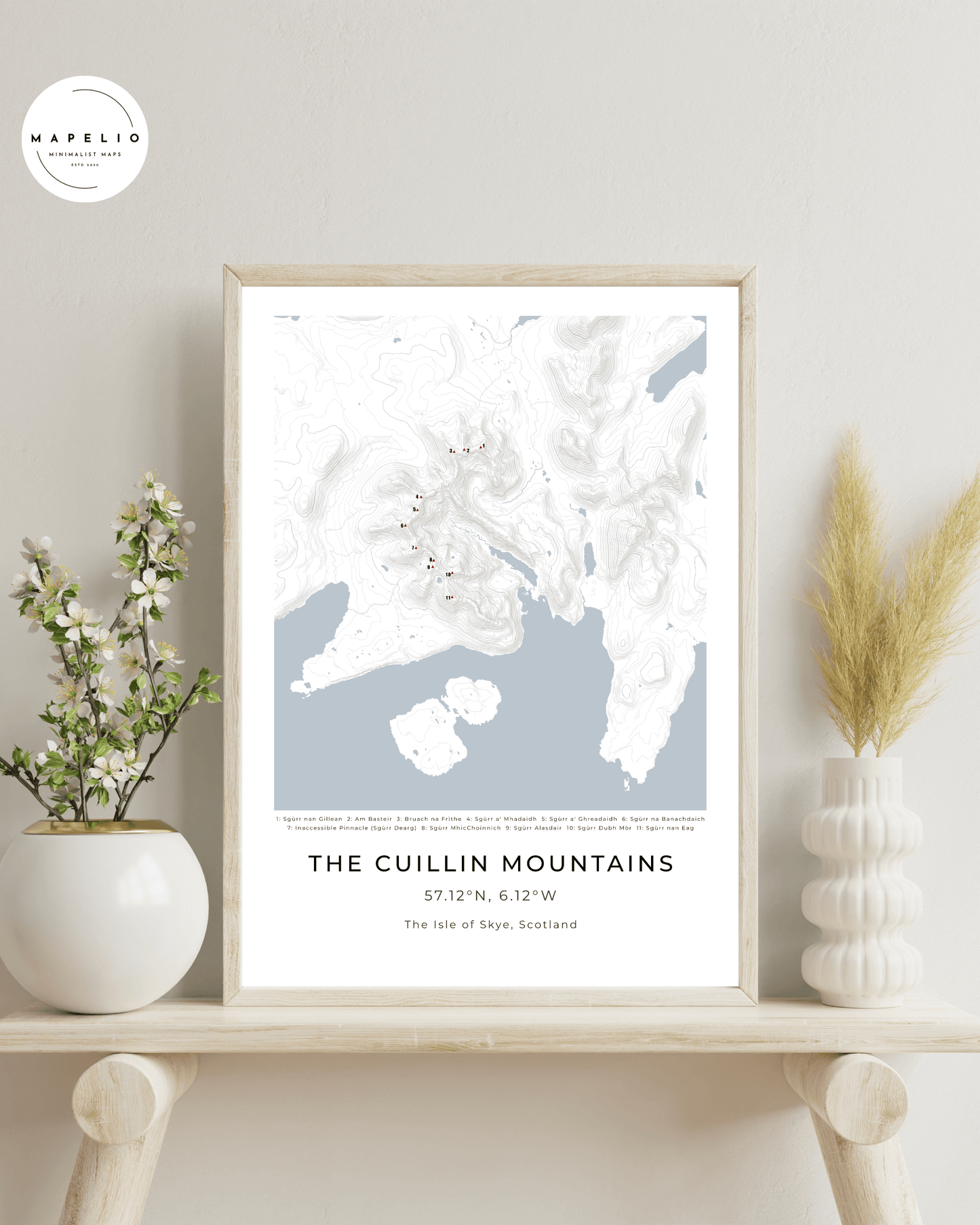 The Cuillin Mountains - Contour Map Print