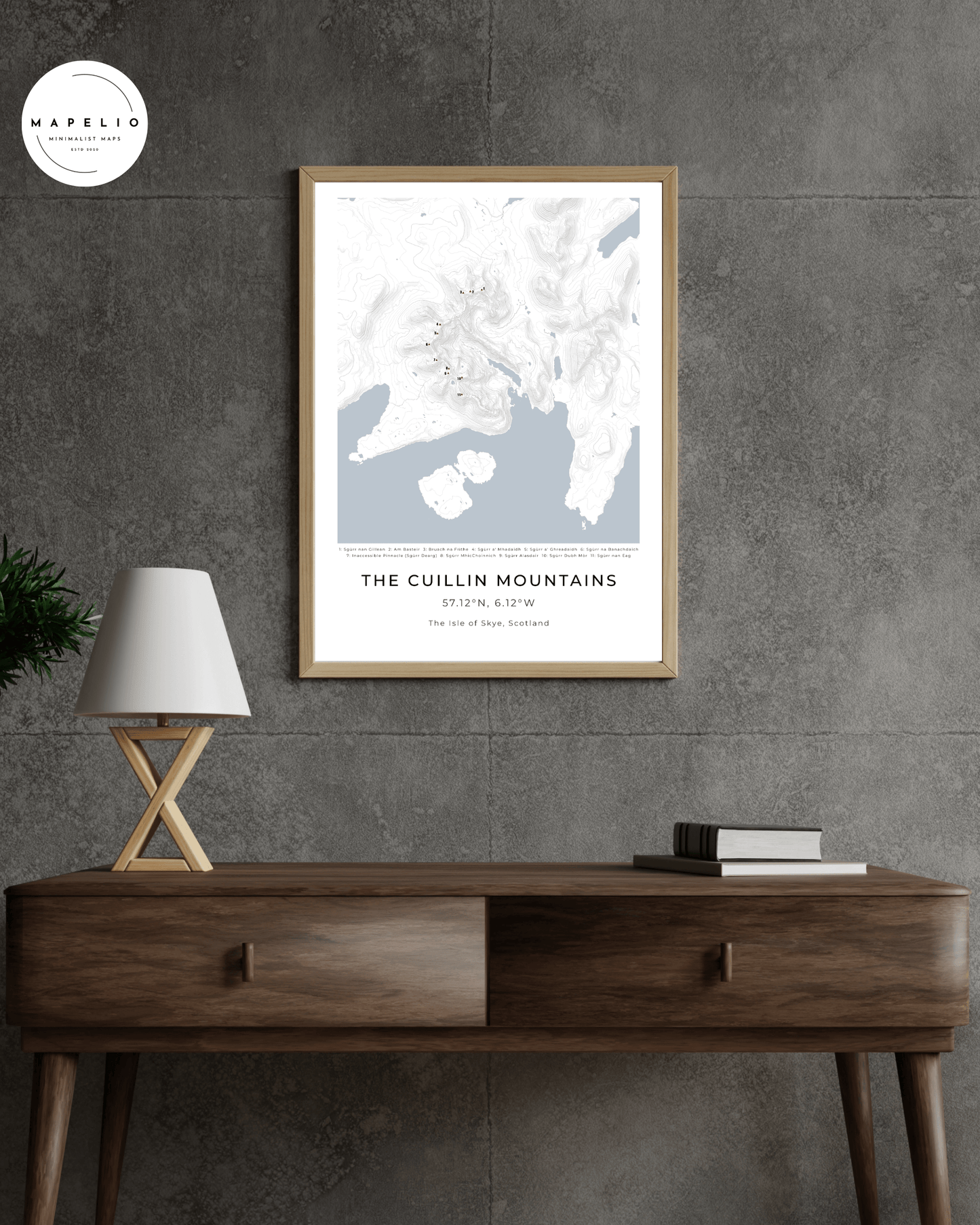 The Cuillin Mountains - Contour Map Print