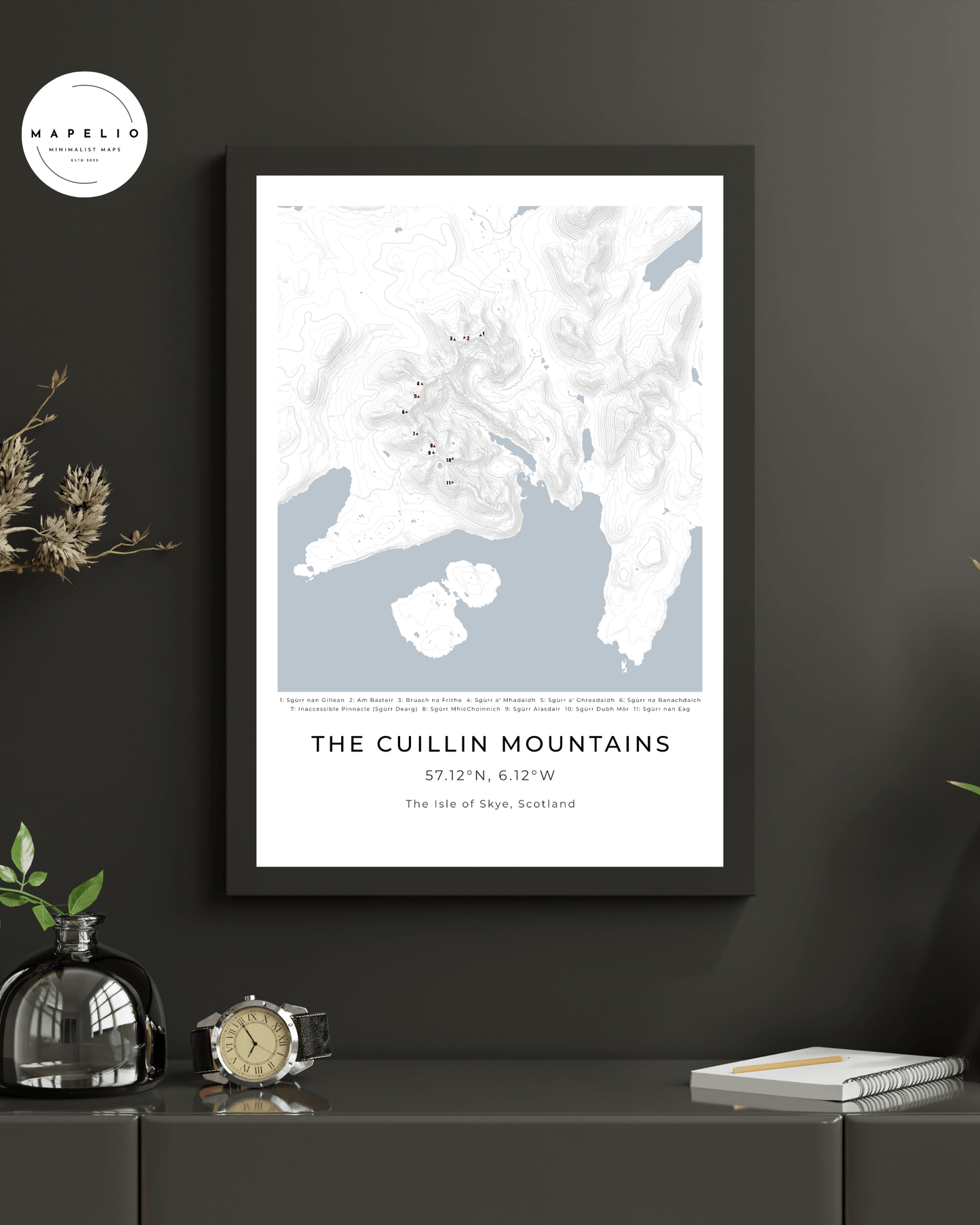 The Cuillin Mountains - Contour Map Print