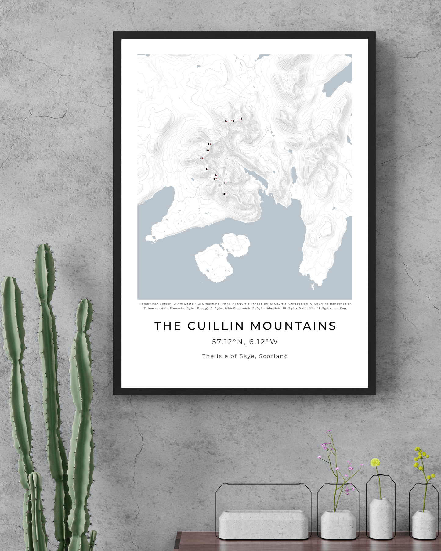 The Cuillin Mountains - Contour Map Print