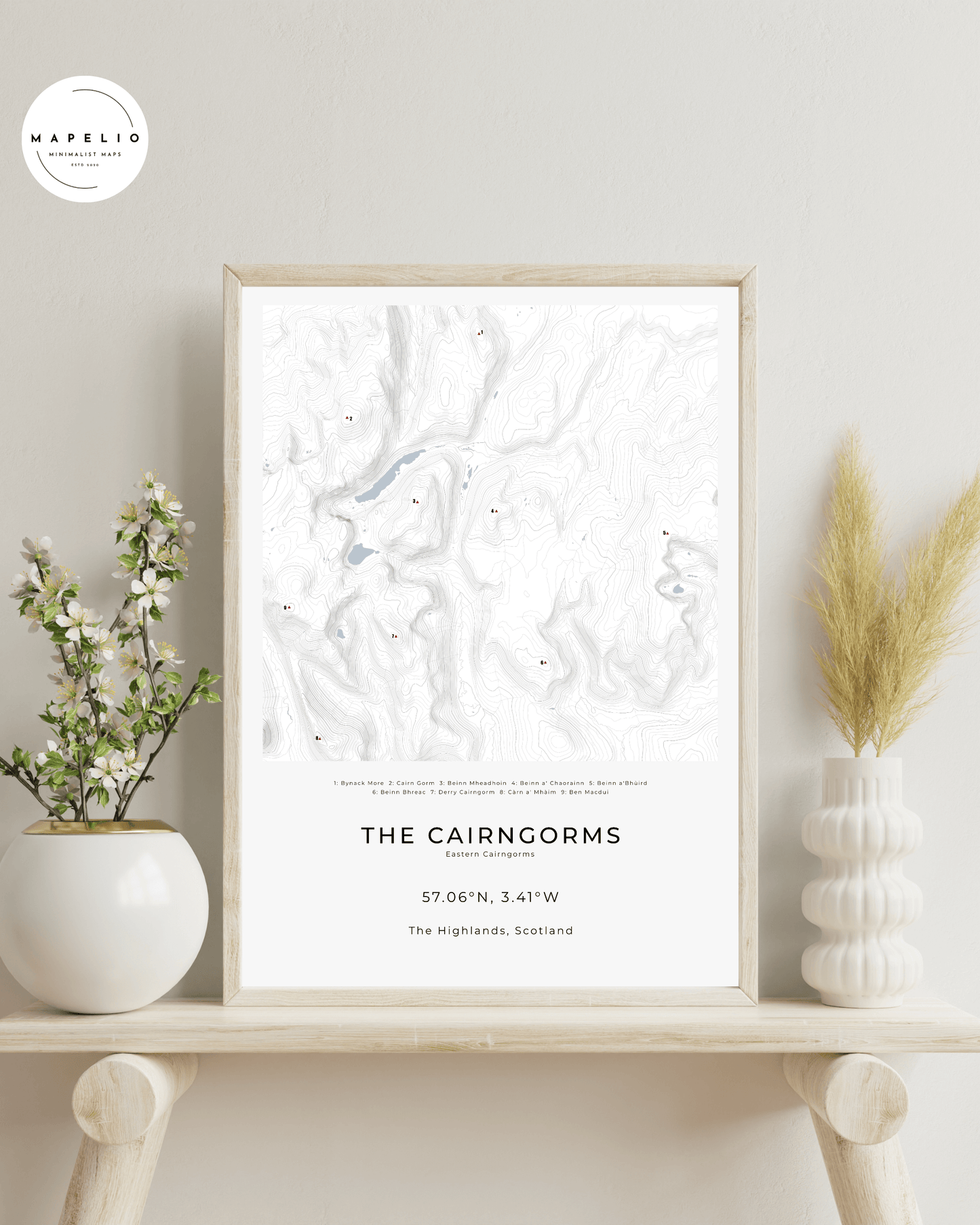 The Eastern Cairngorms - Contour Map Print