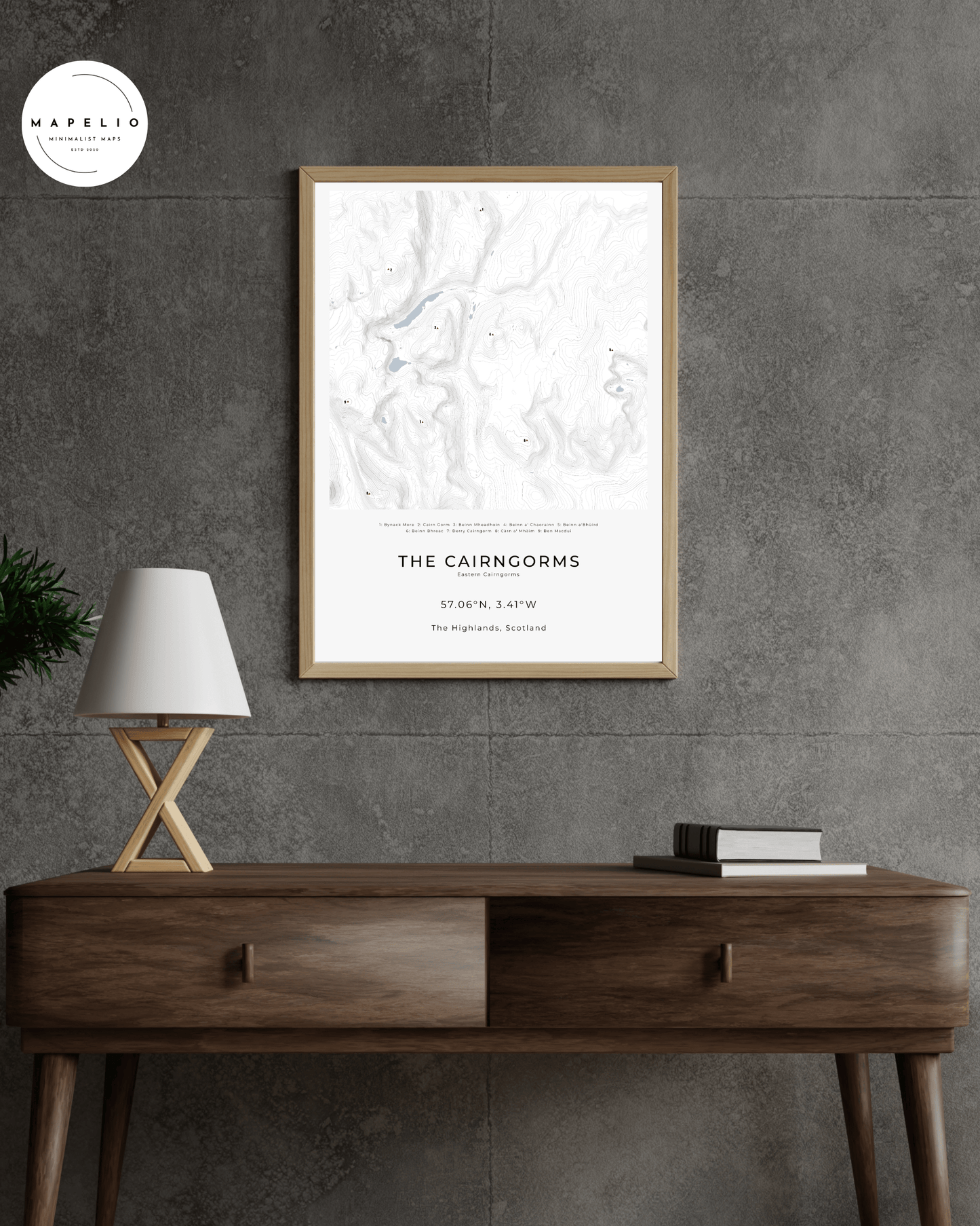 The Eastern Cairngorms - Contour Map Print
