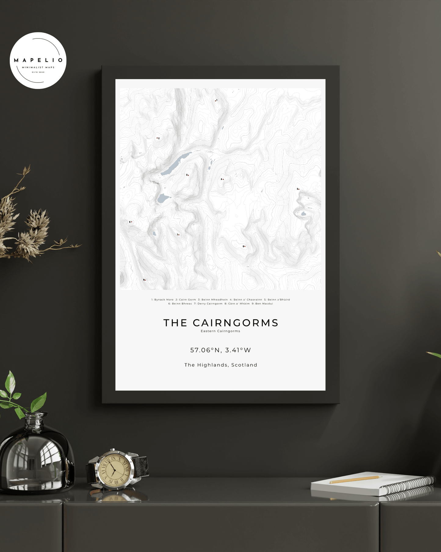 The Eastern Cairngorms - Contour Map Print