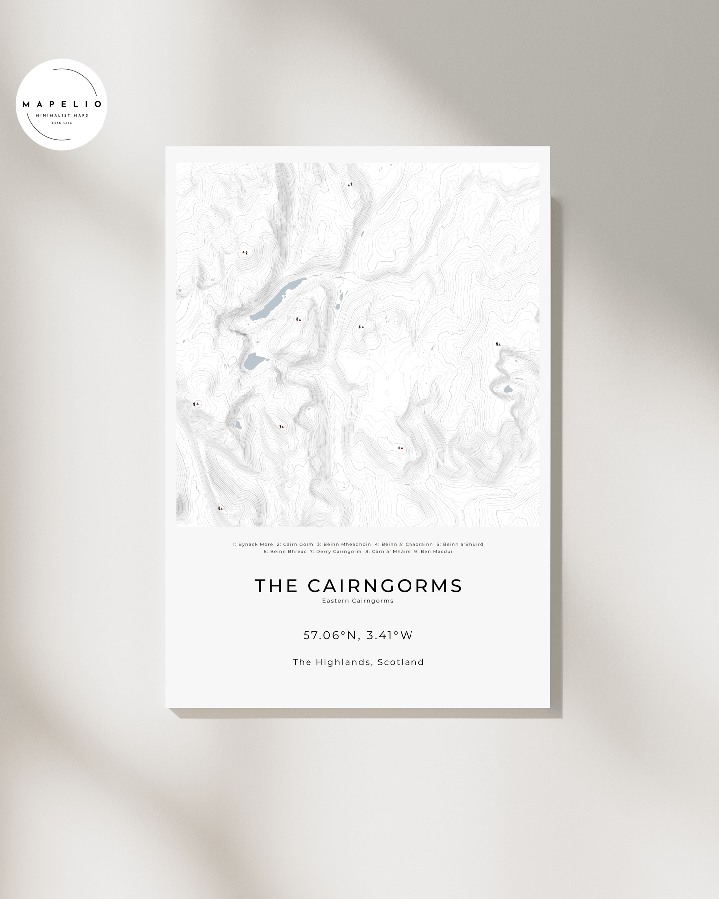 The Eastern Cairngorms - Contour Map Print